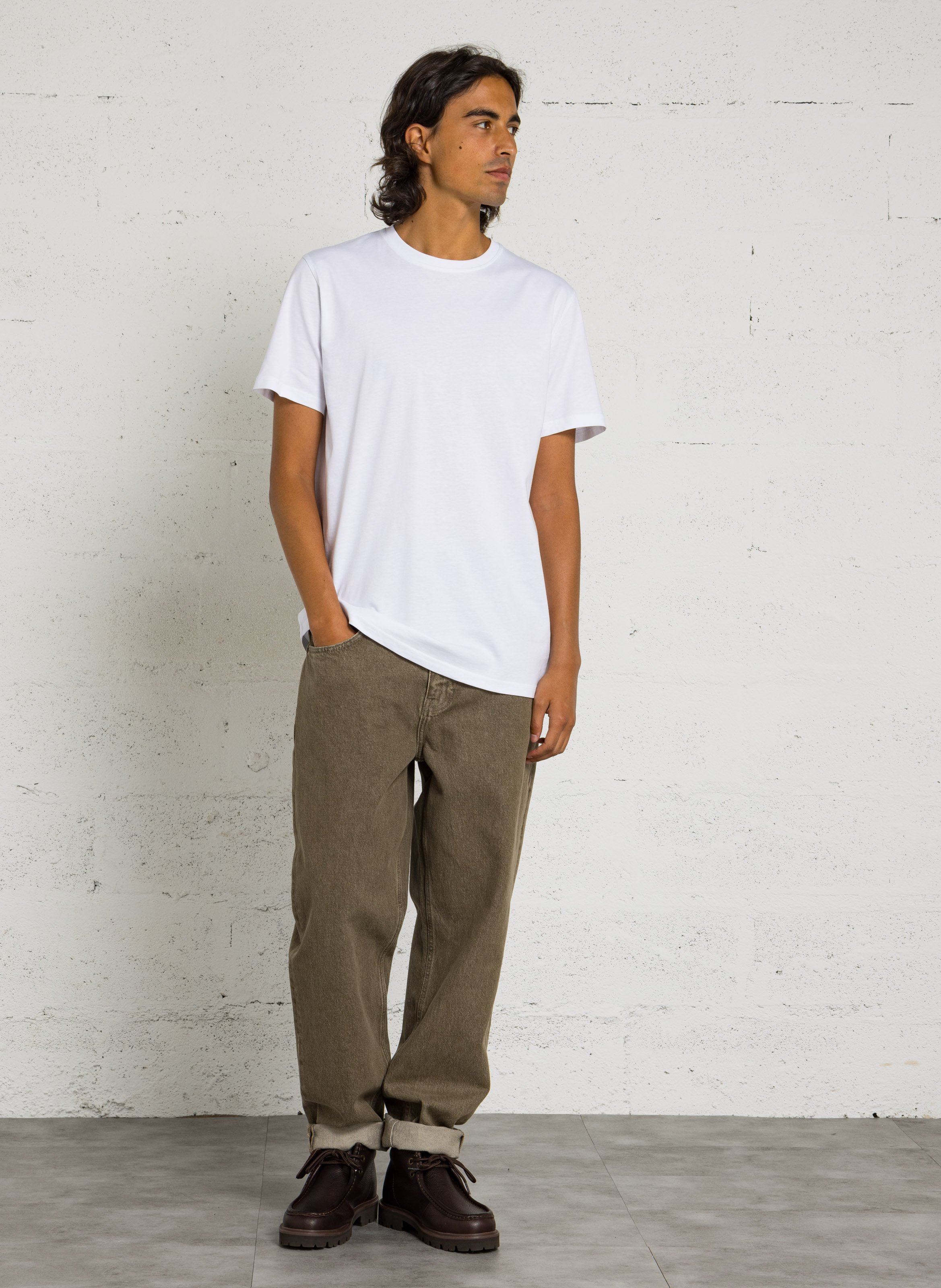 Tee-shirt col rond en coton bio LES DEUX Blanc