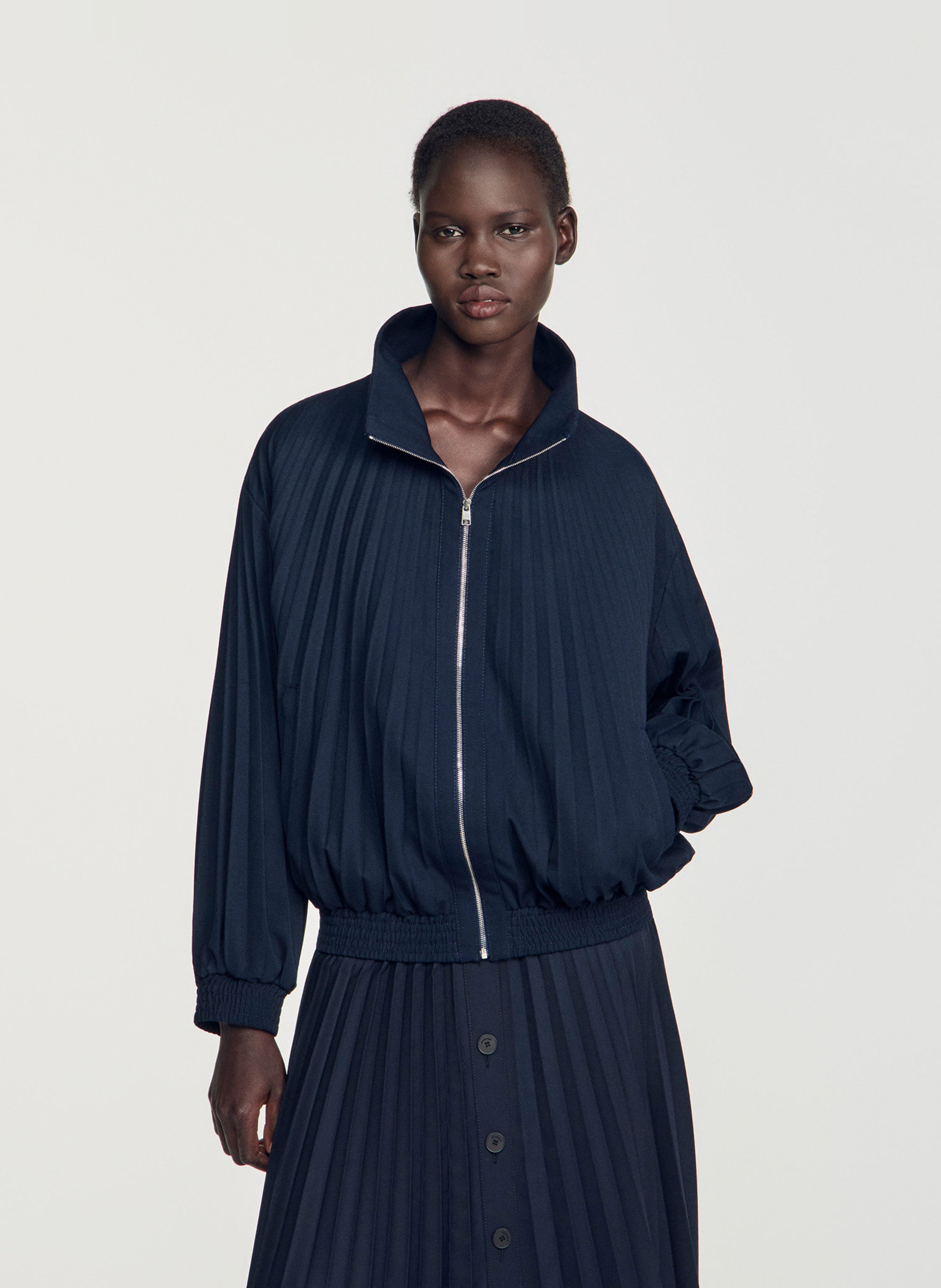 Oversized geplooide jas SANDRO Blauw