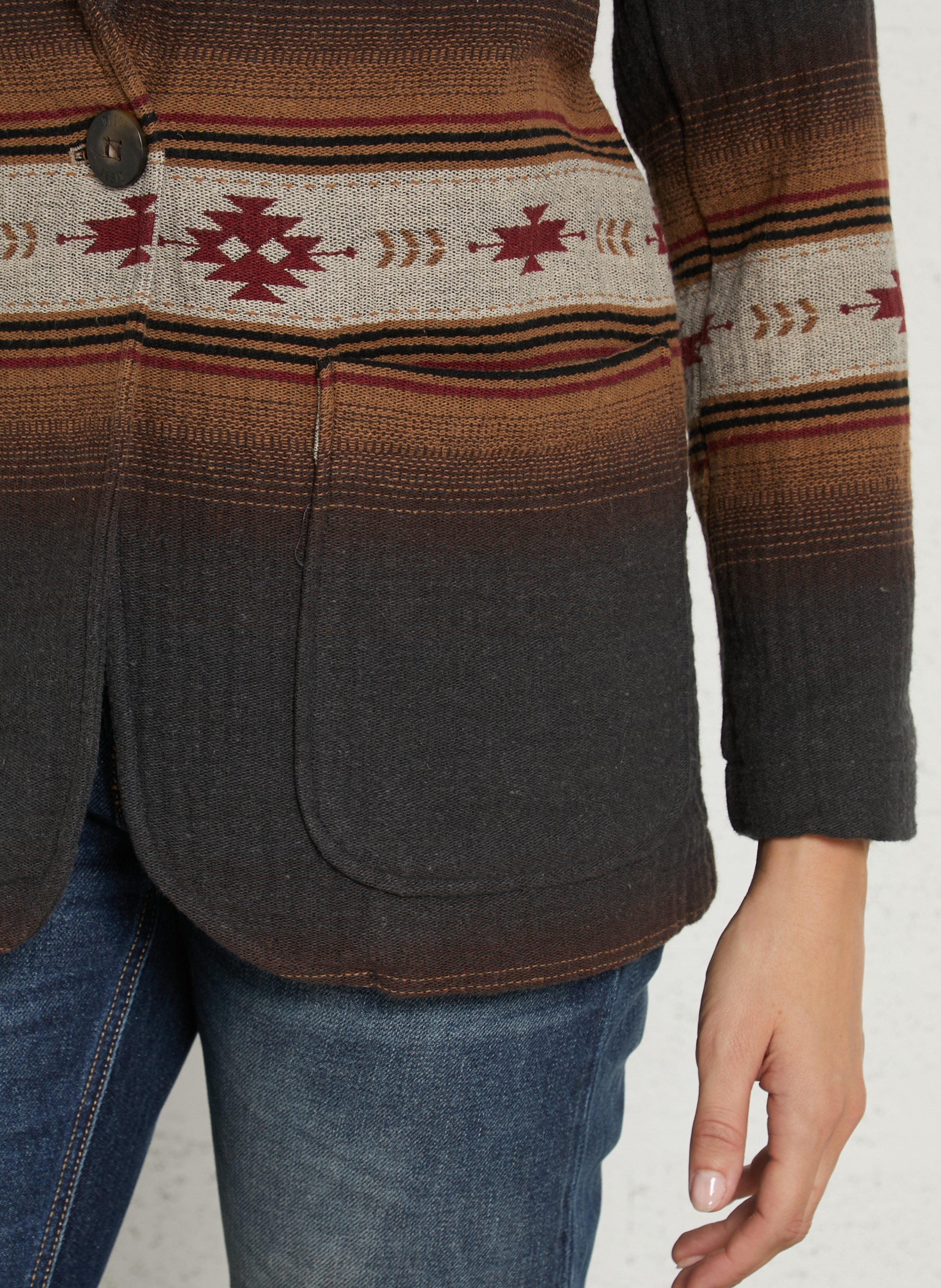 Veste droite imprimée en coton mélangé DIEGA Gris