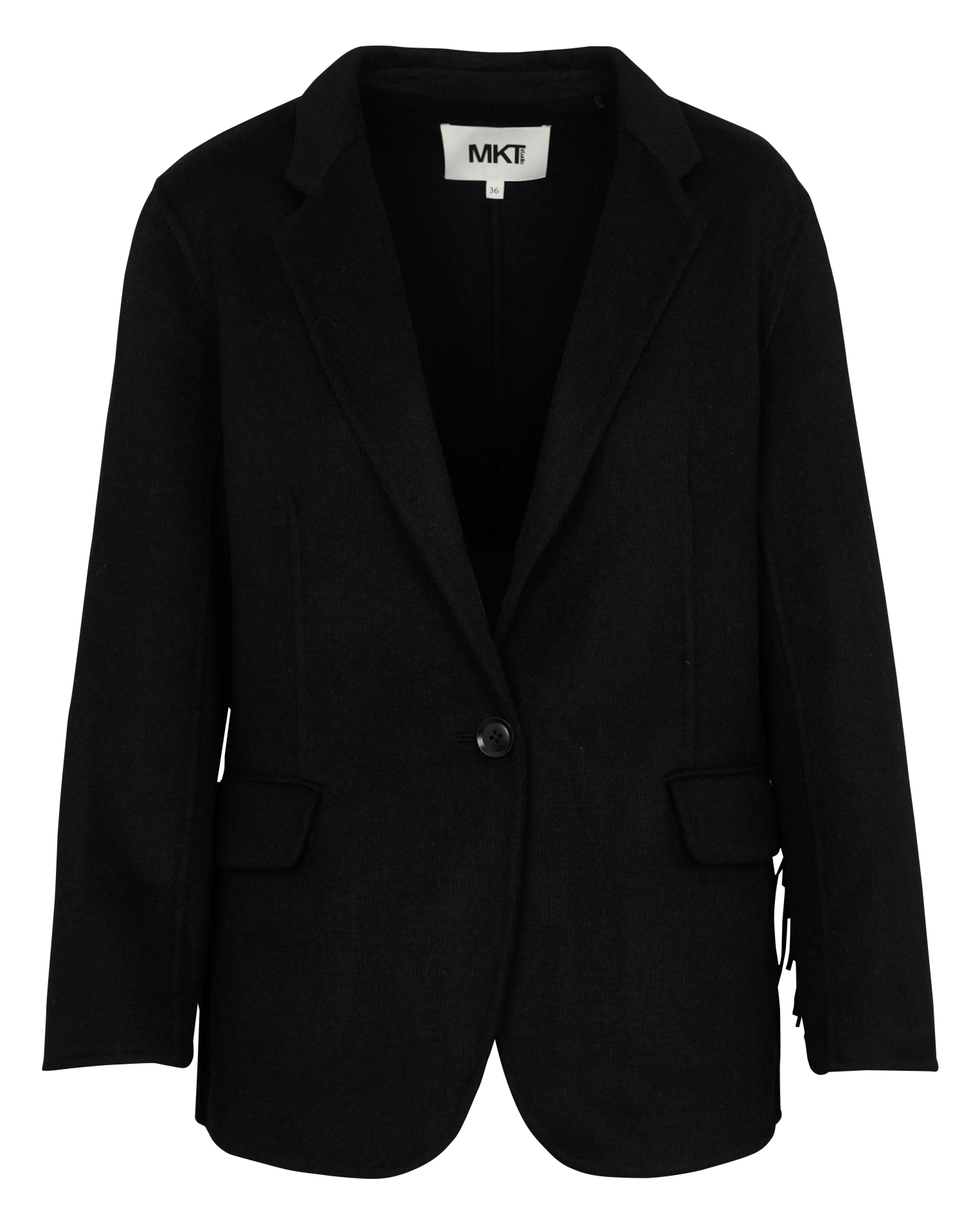 Veste tailleur droite à franges en laine mélangée MKT Noir