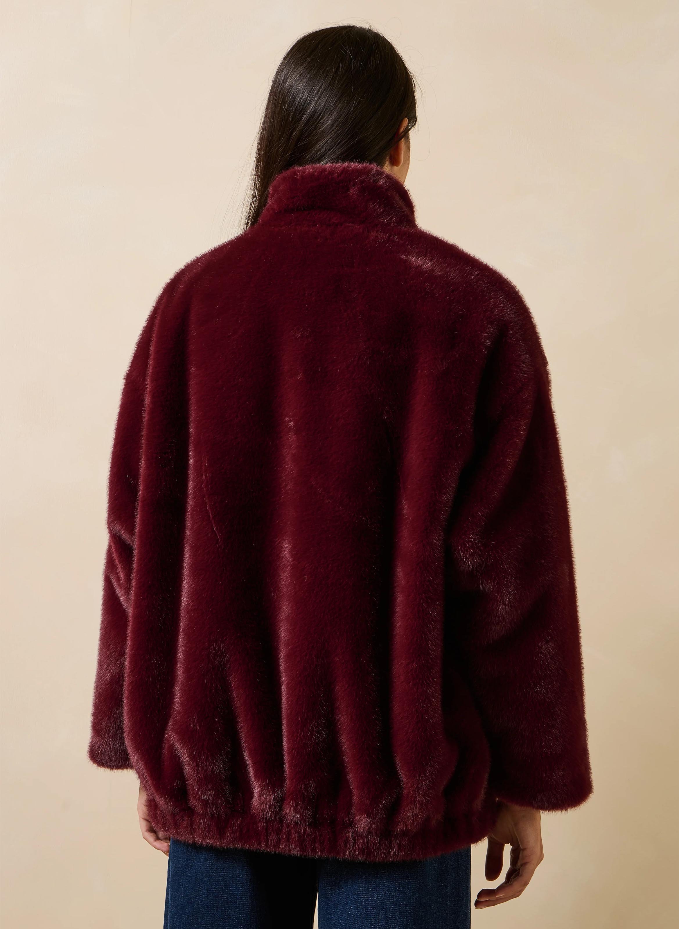 Kunstpelz-Mantel LA FEE MARABOUTEE Rot