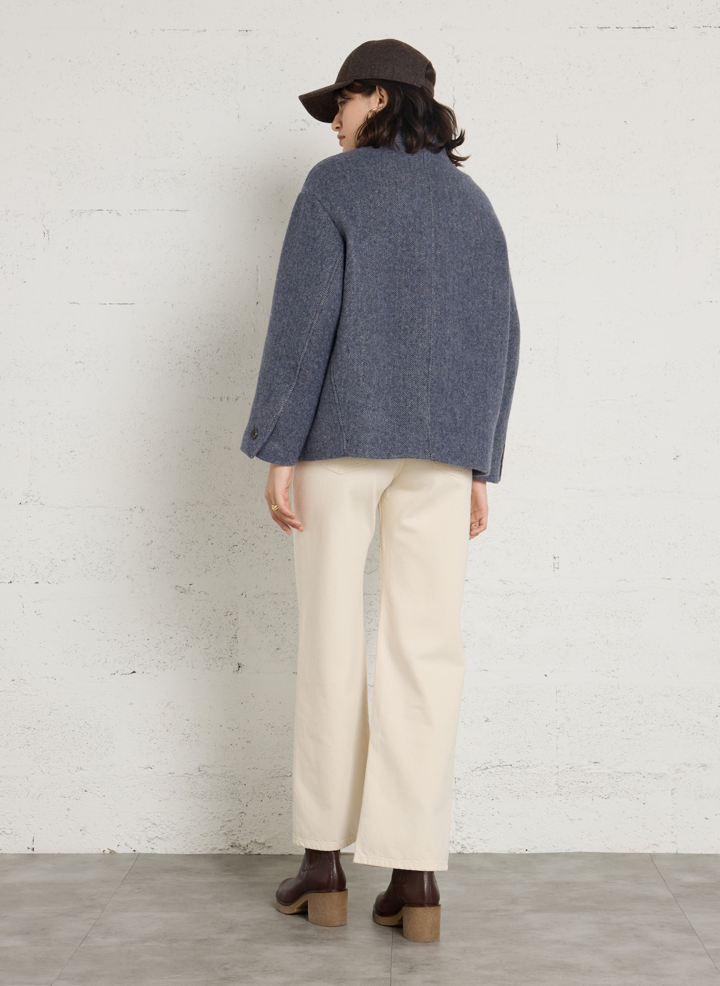 Loose-Fitting Buttoned Coat in Wool Blend MAISON 123 Blue
