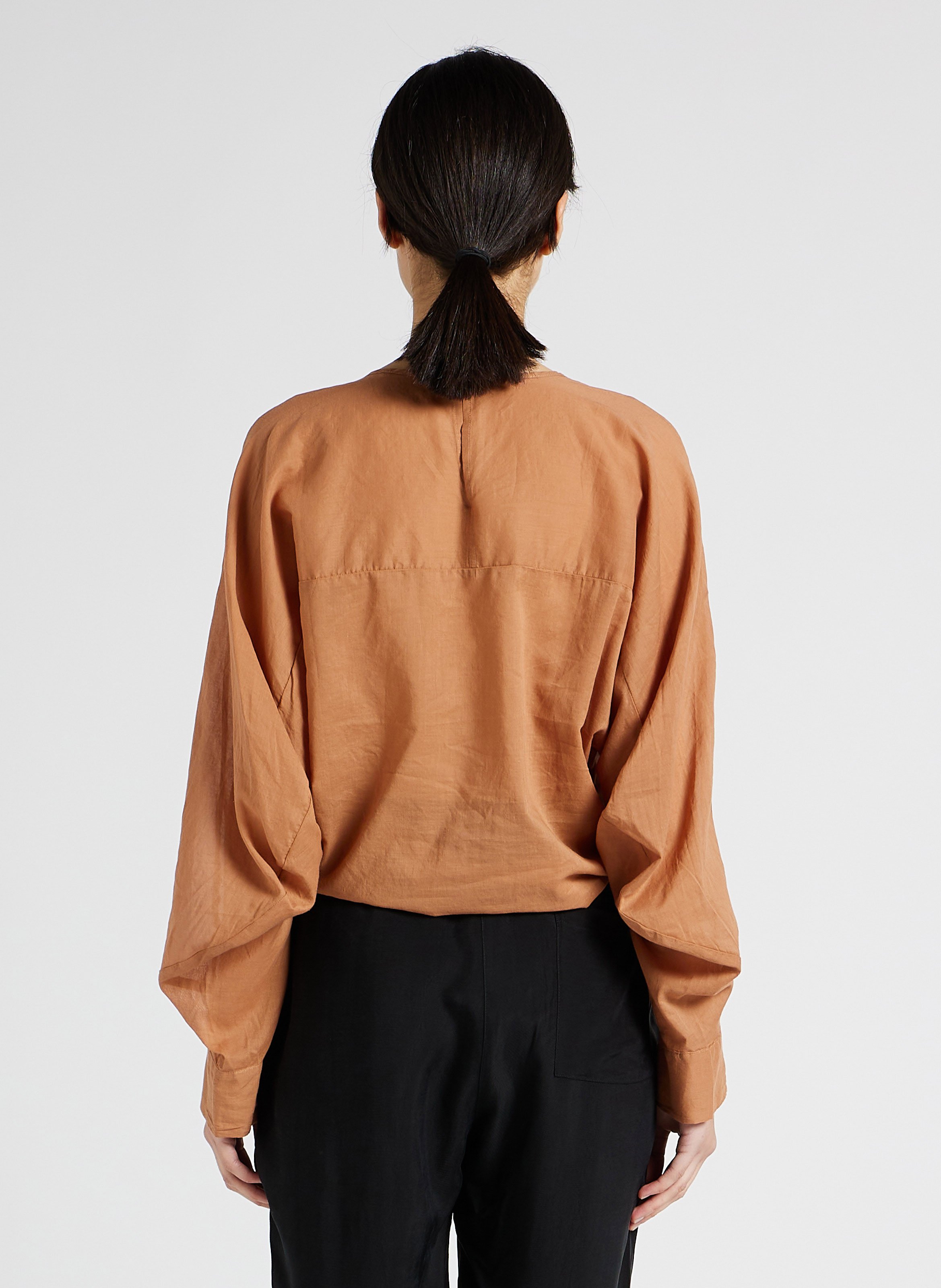 Top col rond en coton HUMANOID Marron