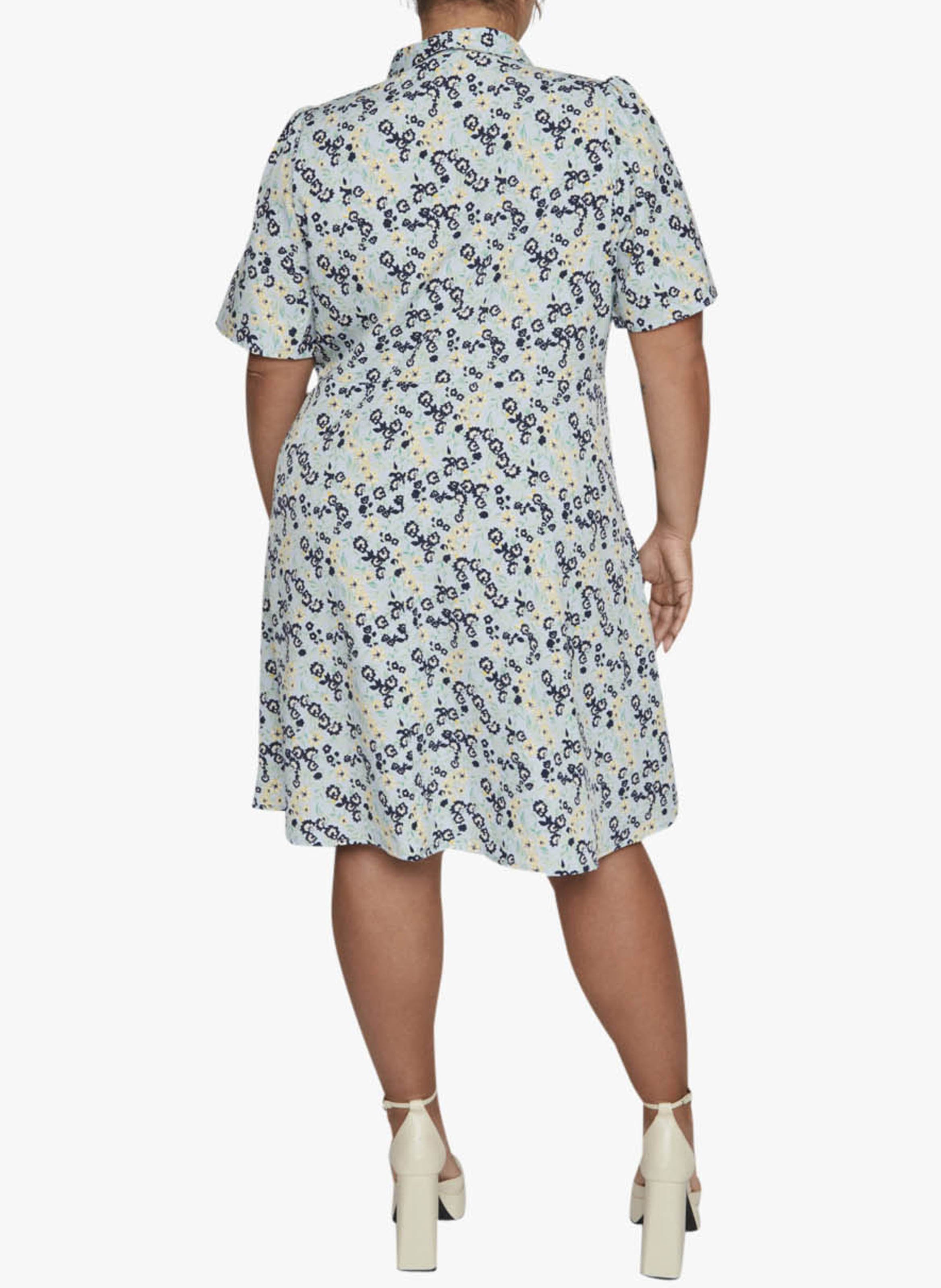 Robe courte col V imprimée  EVOKED Bleu