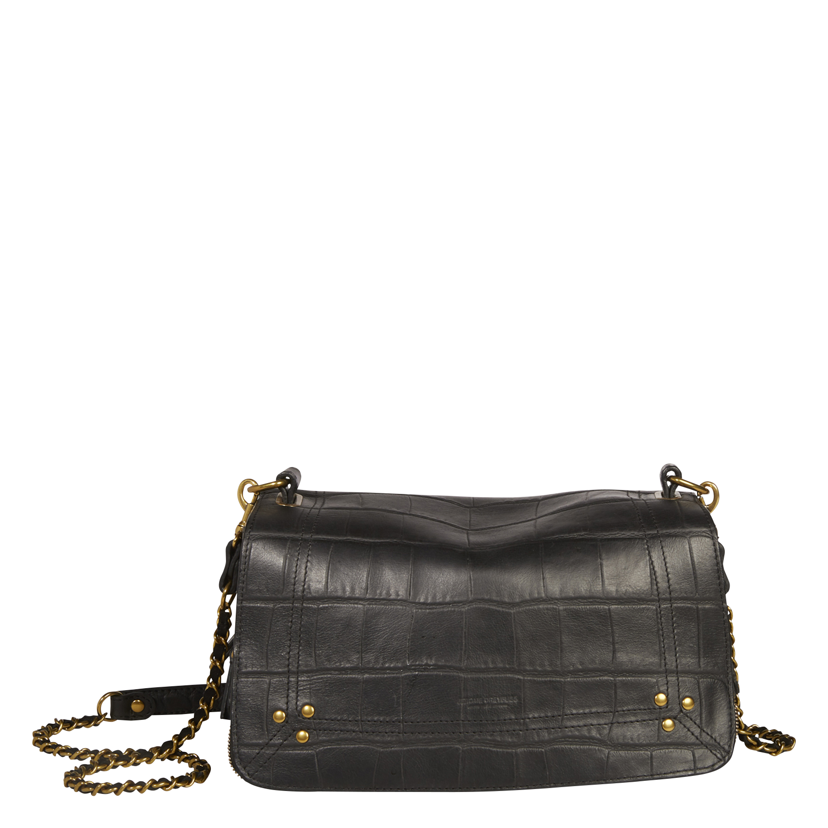 Croc leather shoulder bag JEROME DREYFUSS Black