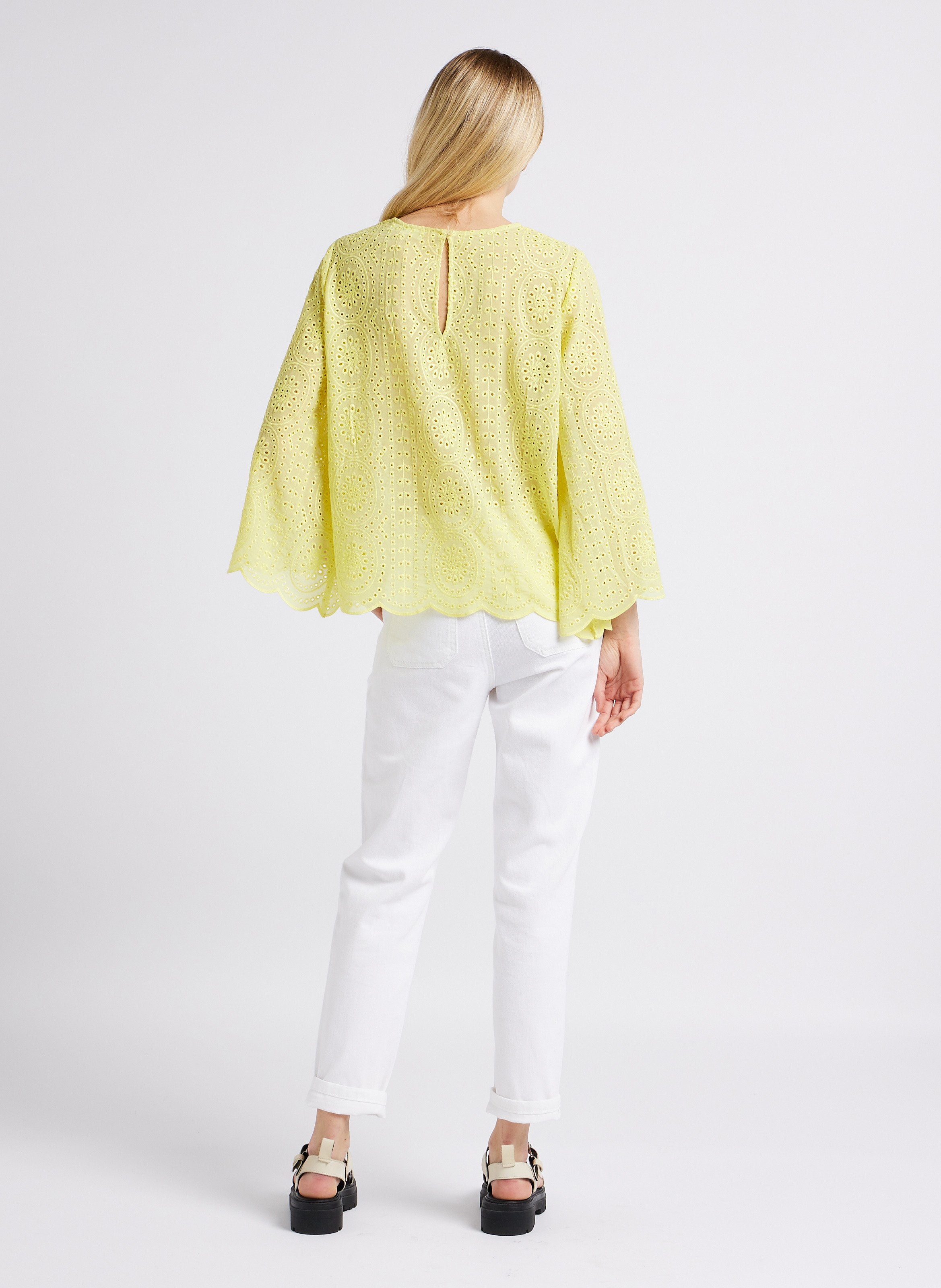 Pantalon slim taille haute en coton MAISON 123 Blanc