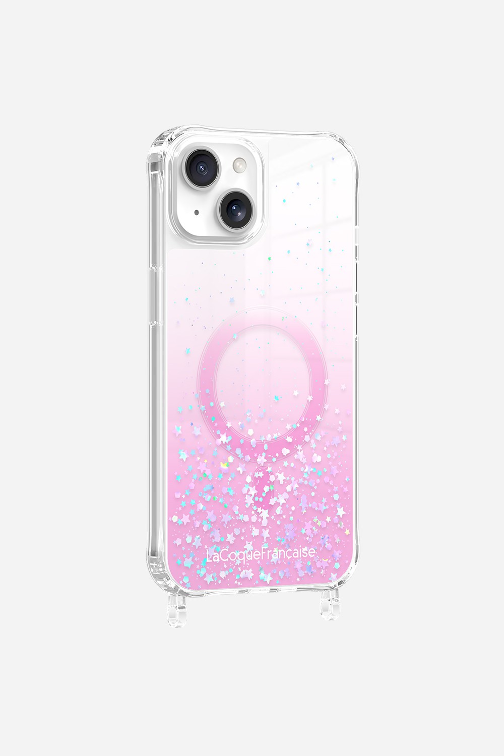 Magsafe glitter phone case with rings for iPhone 14 LA COQUE FRANCAISE Pink