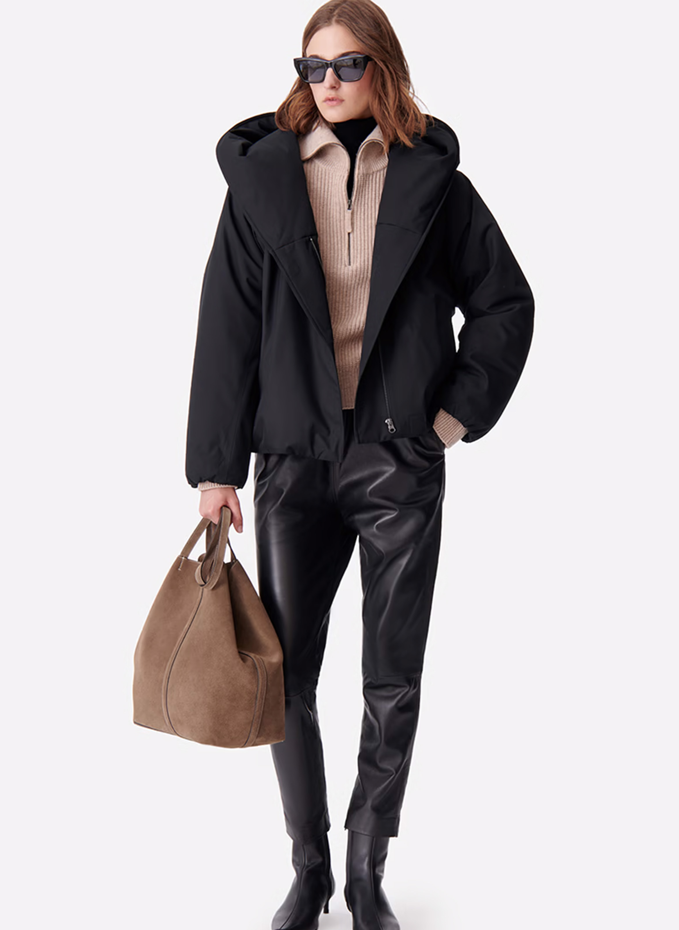 Recht donsjack met capuchon VANESSA BRUNO Zwart