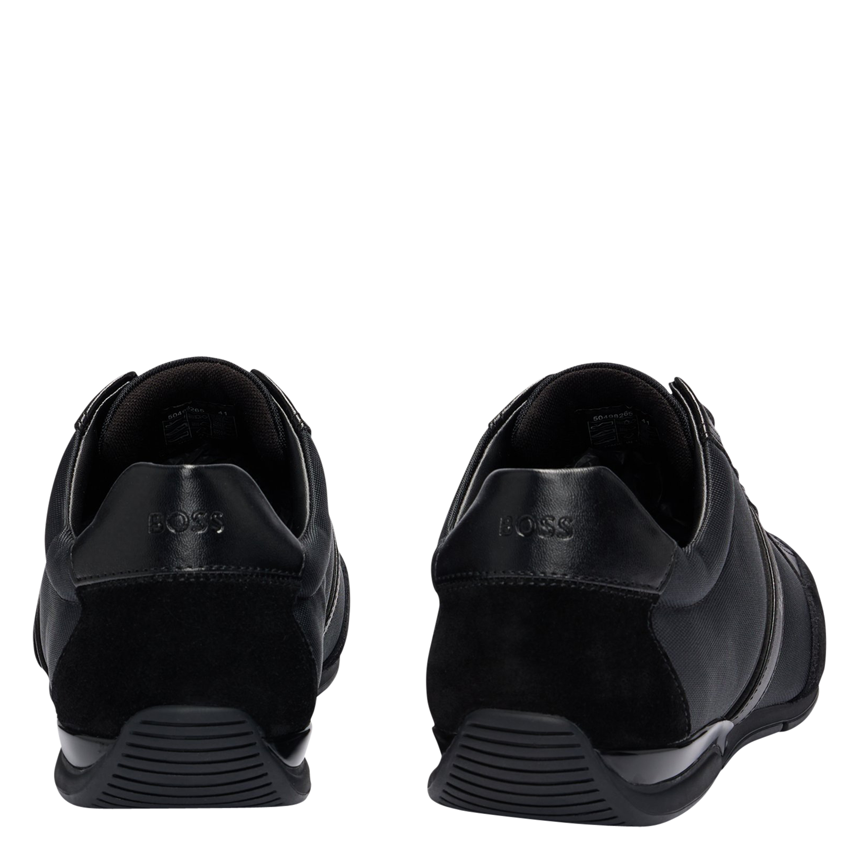 Low-top leather mix sneakers BOSS Black