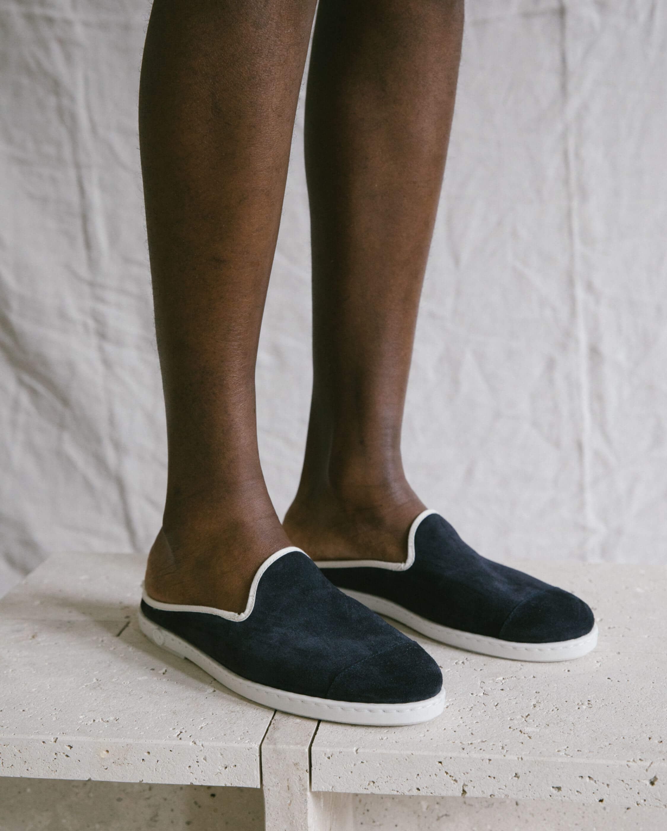 Men's leather mule, navy ANGARDE Blue