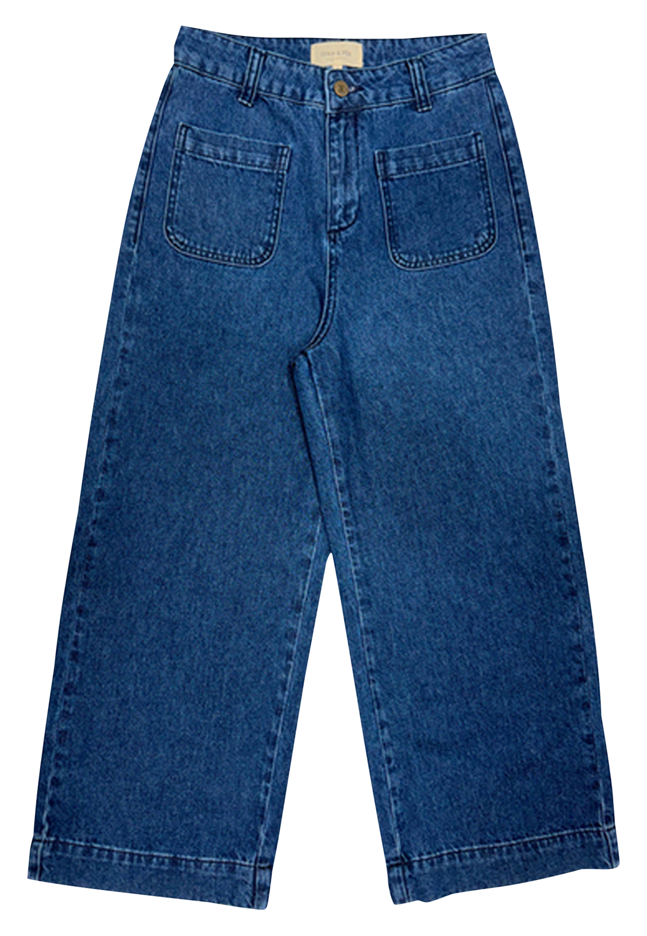 Wide leg cotton jeans GRACE ET MILA Blue