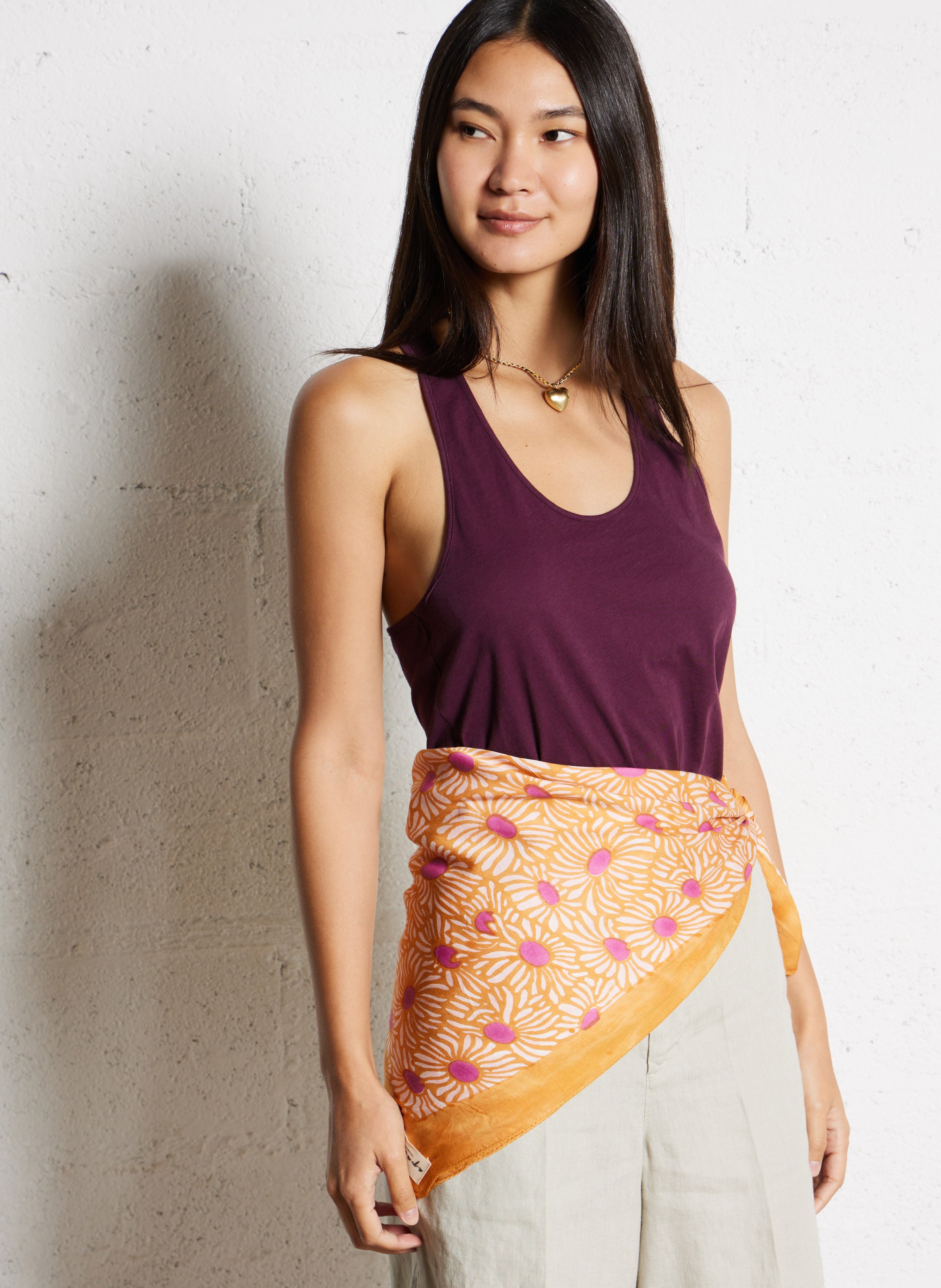 Foulard carré à motifs APACHES COLLECTIONS Orange