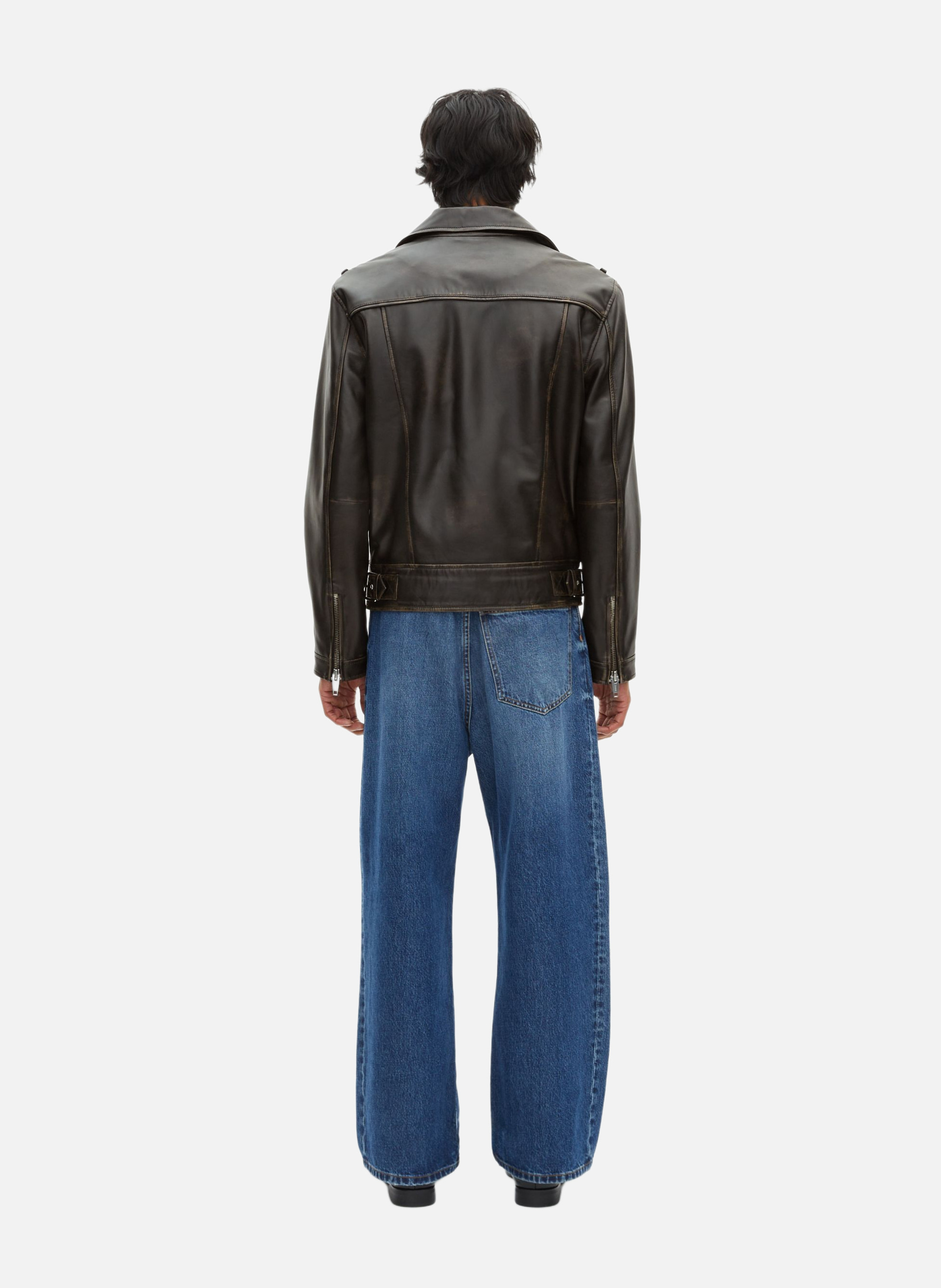 Leather biker-style jacket THE KOOPLES Black