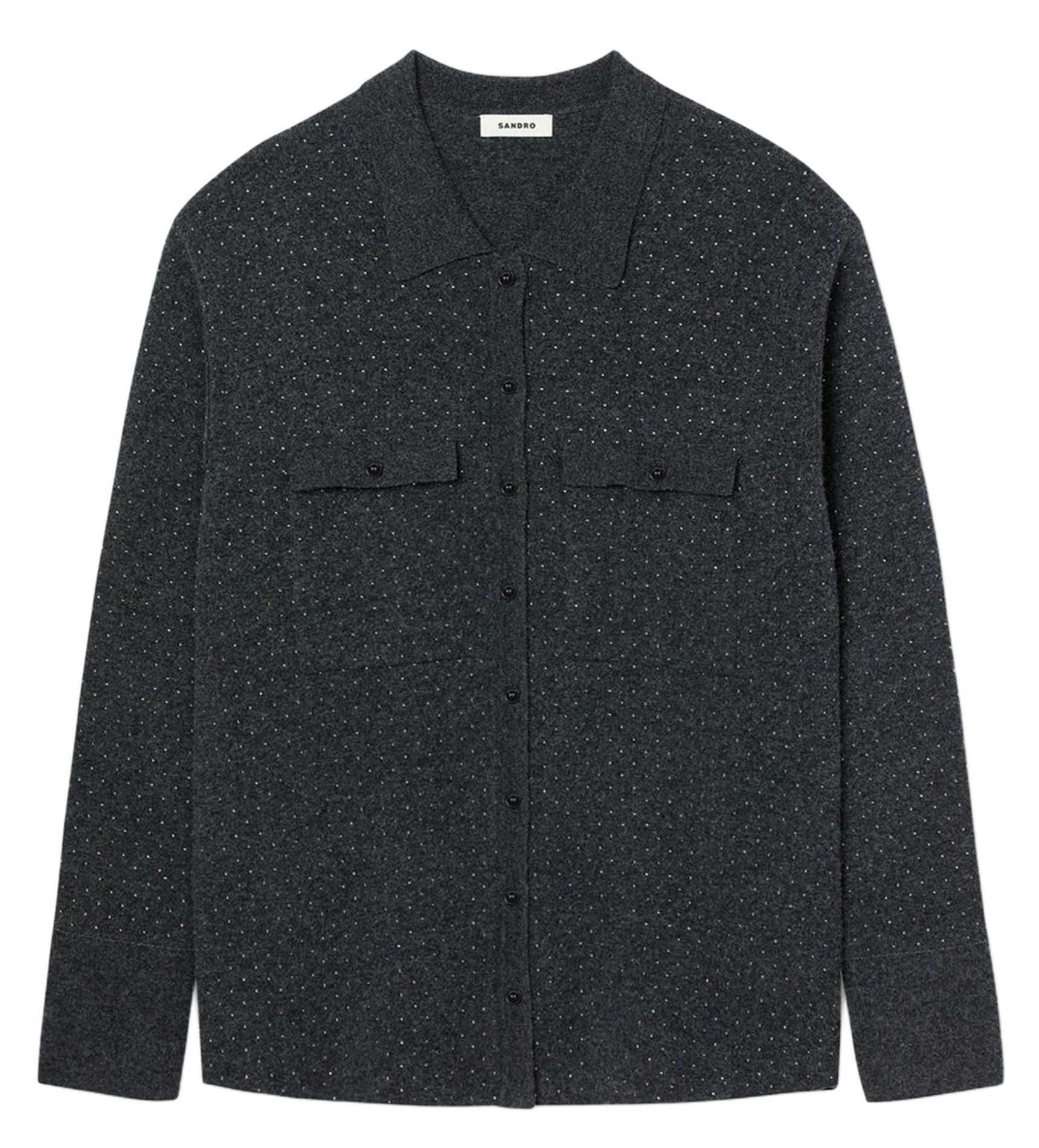 Cardigan droit col classique  SANDRO Gris