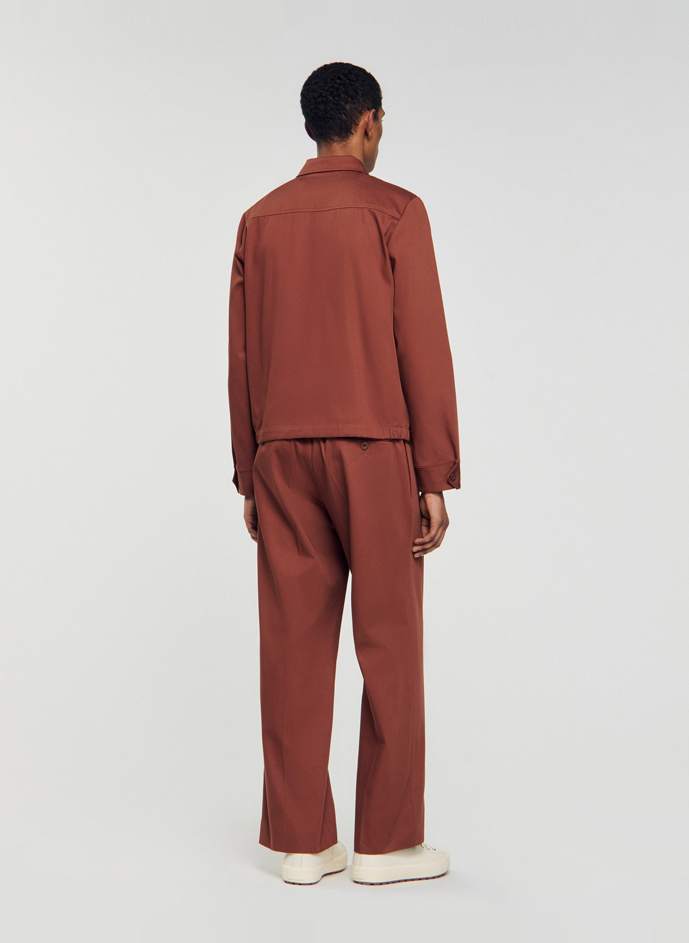 Regular-fit cotton jacket SANDRO Brown