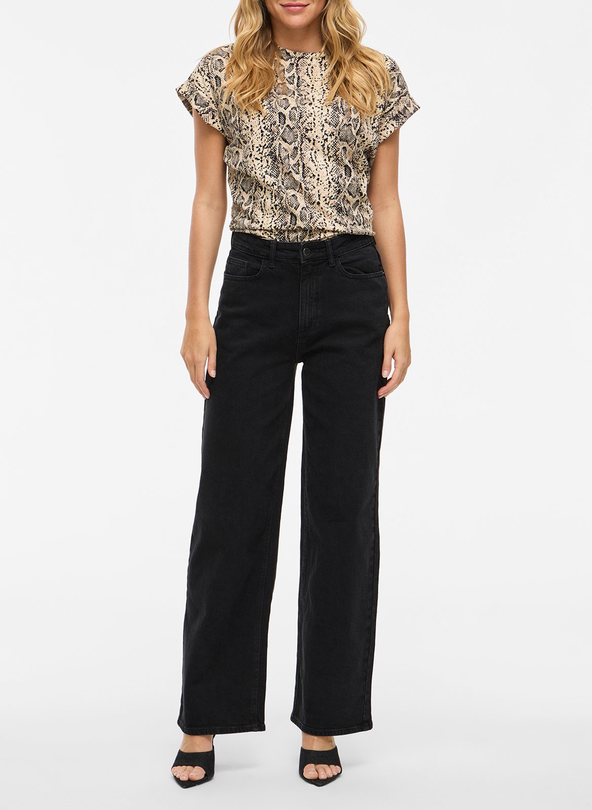 Jean large en coton mélangé VILA Noir