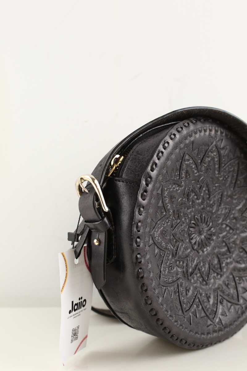 Leather messenger bag ANTIK BATIK - Seconde Main Black