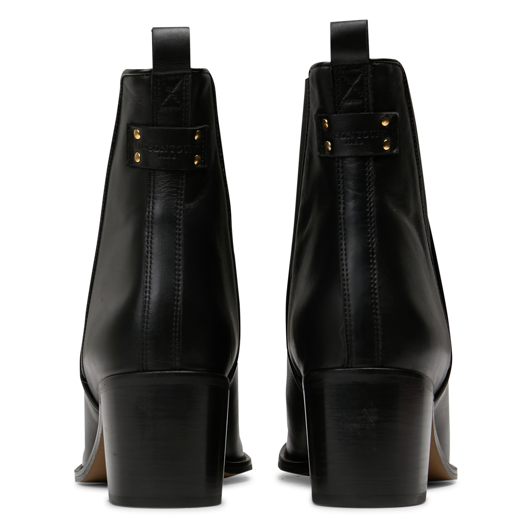 Effen leren enkellaarzen met textuur MAISON TOUFET Zwart