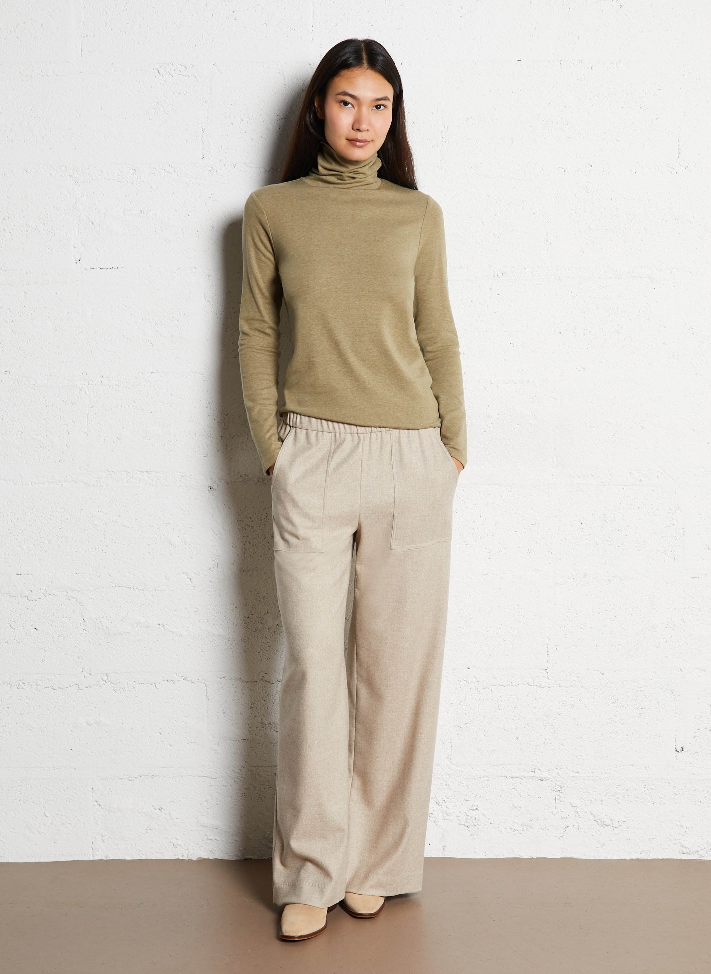 Long-sleeve fluid turtleneck t-shirt MAISON 123 Green