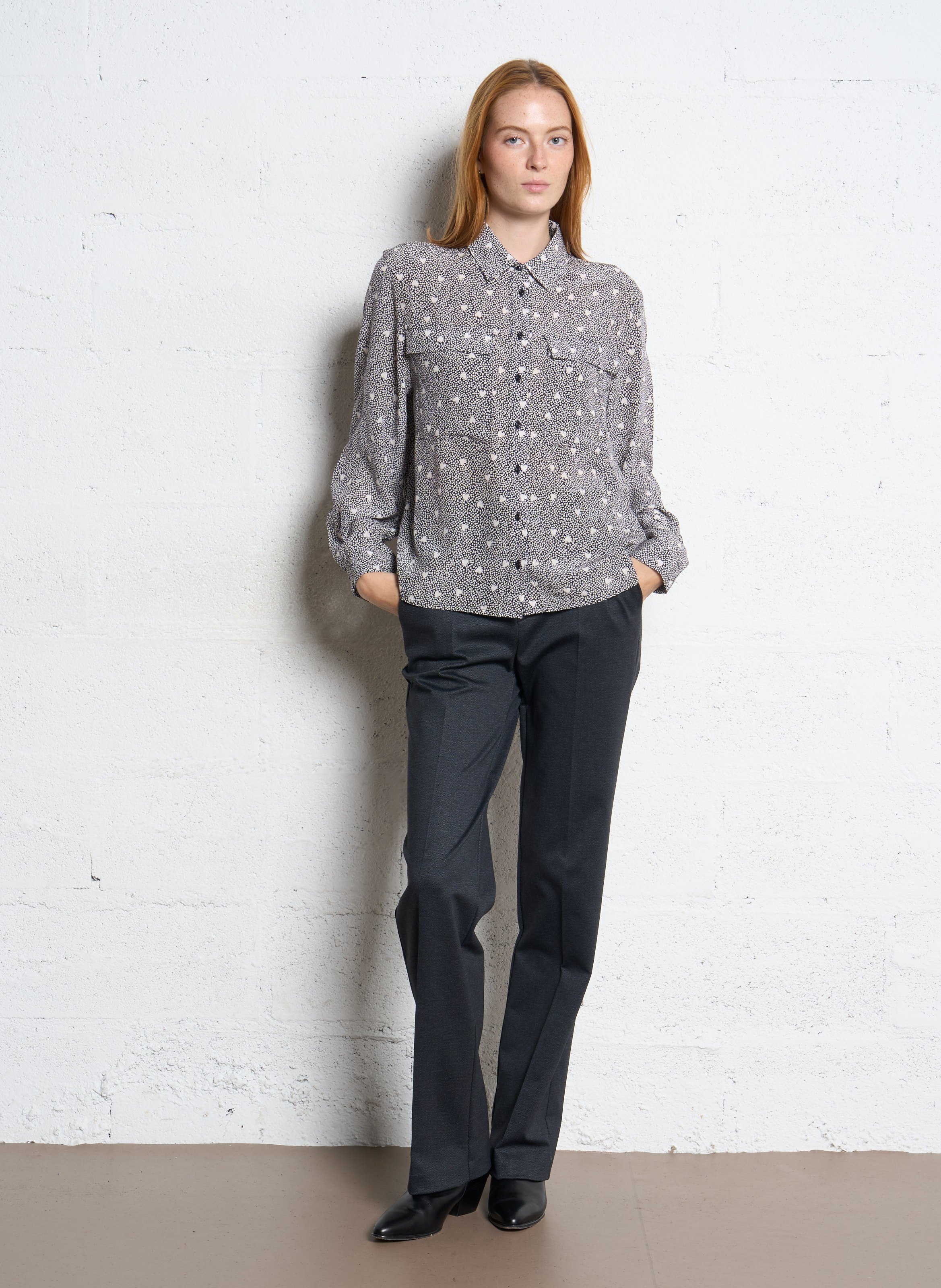 Loose-fit silk shirt DES PETITS HAUTS Black