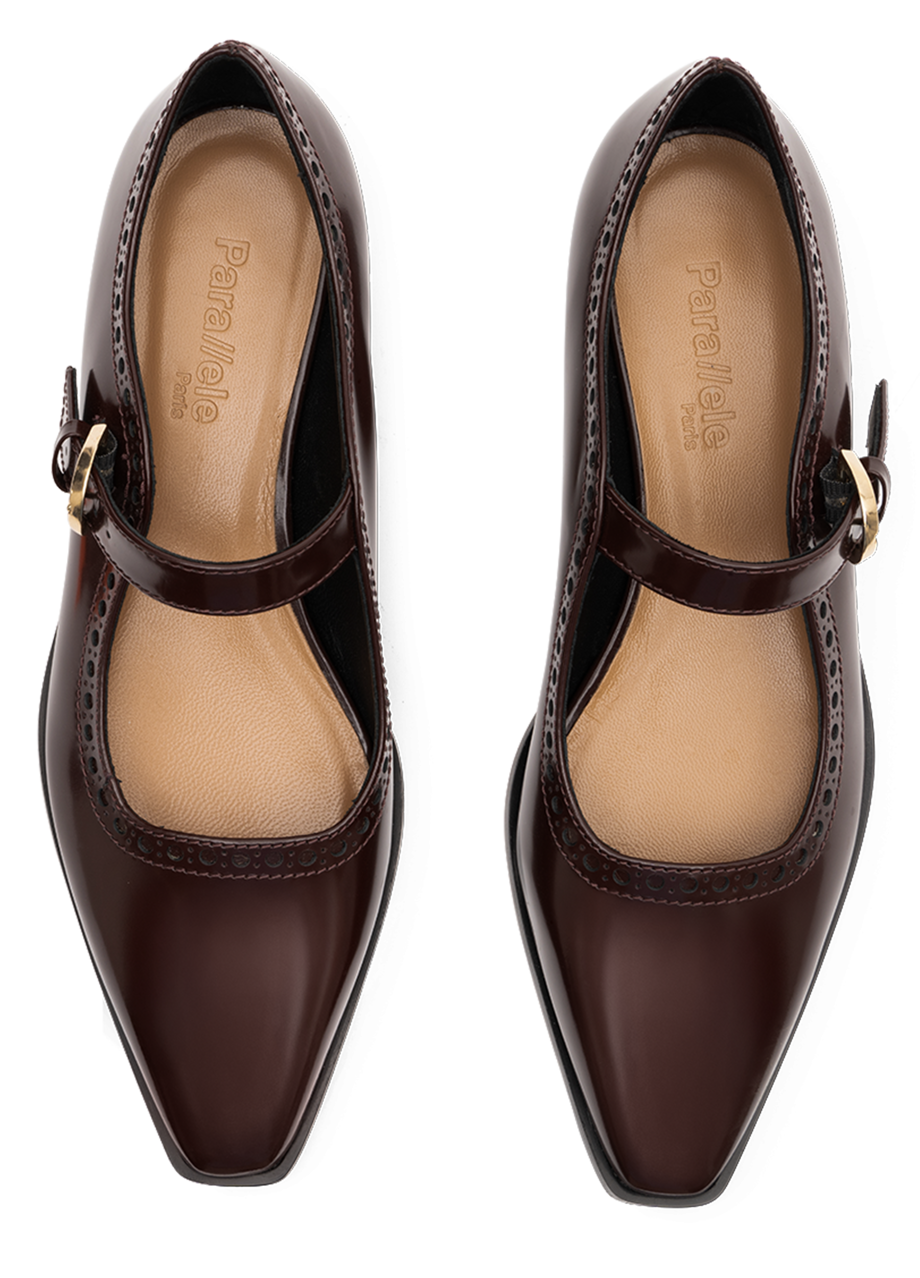 Burgundy brushed leather ballerina flats PARALLELE PARIS Red