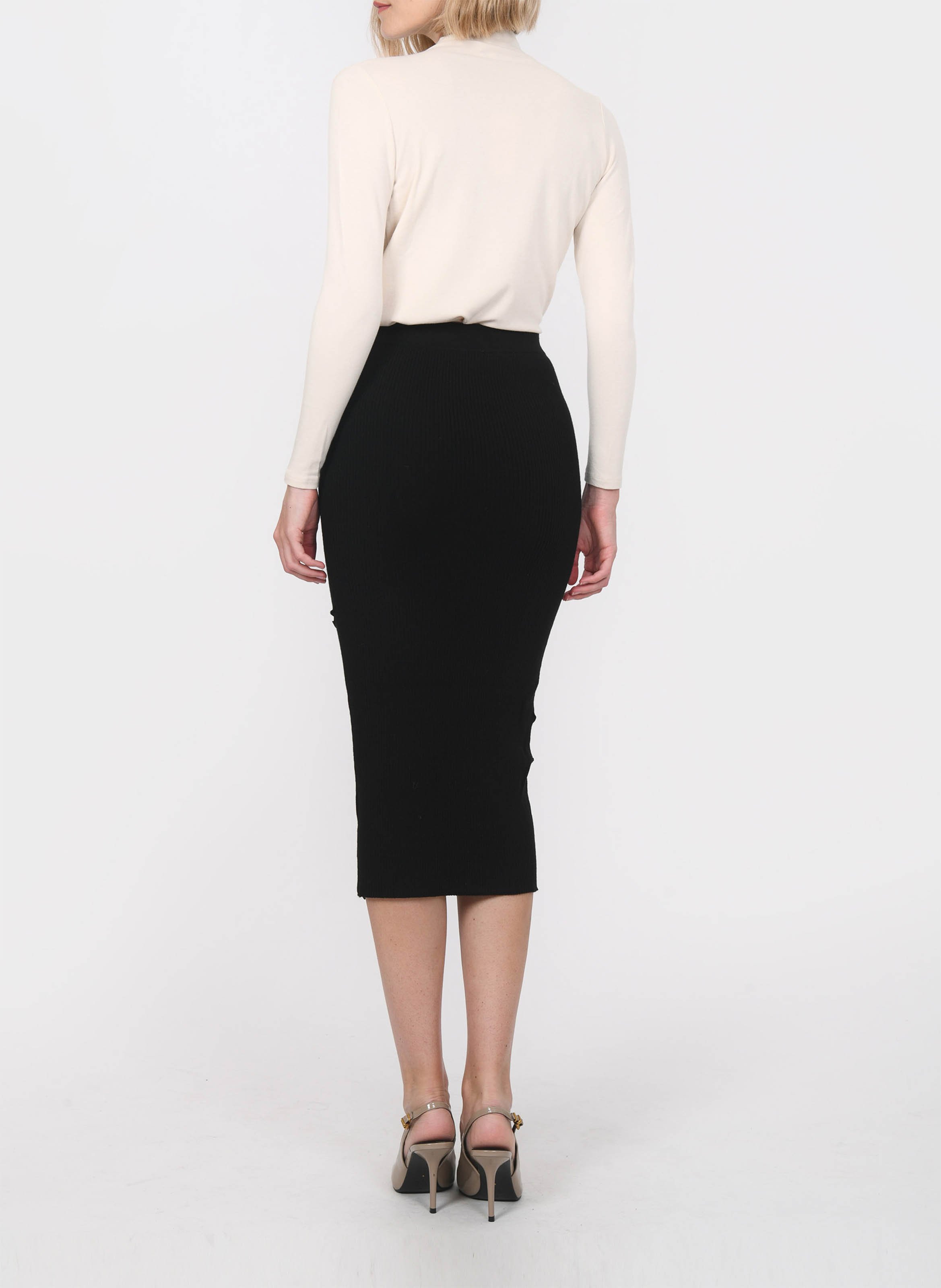 Fitted knit midi skirt KOOKAI Black