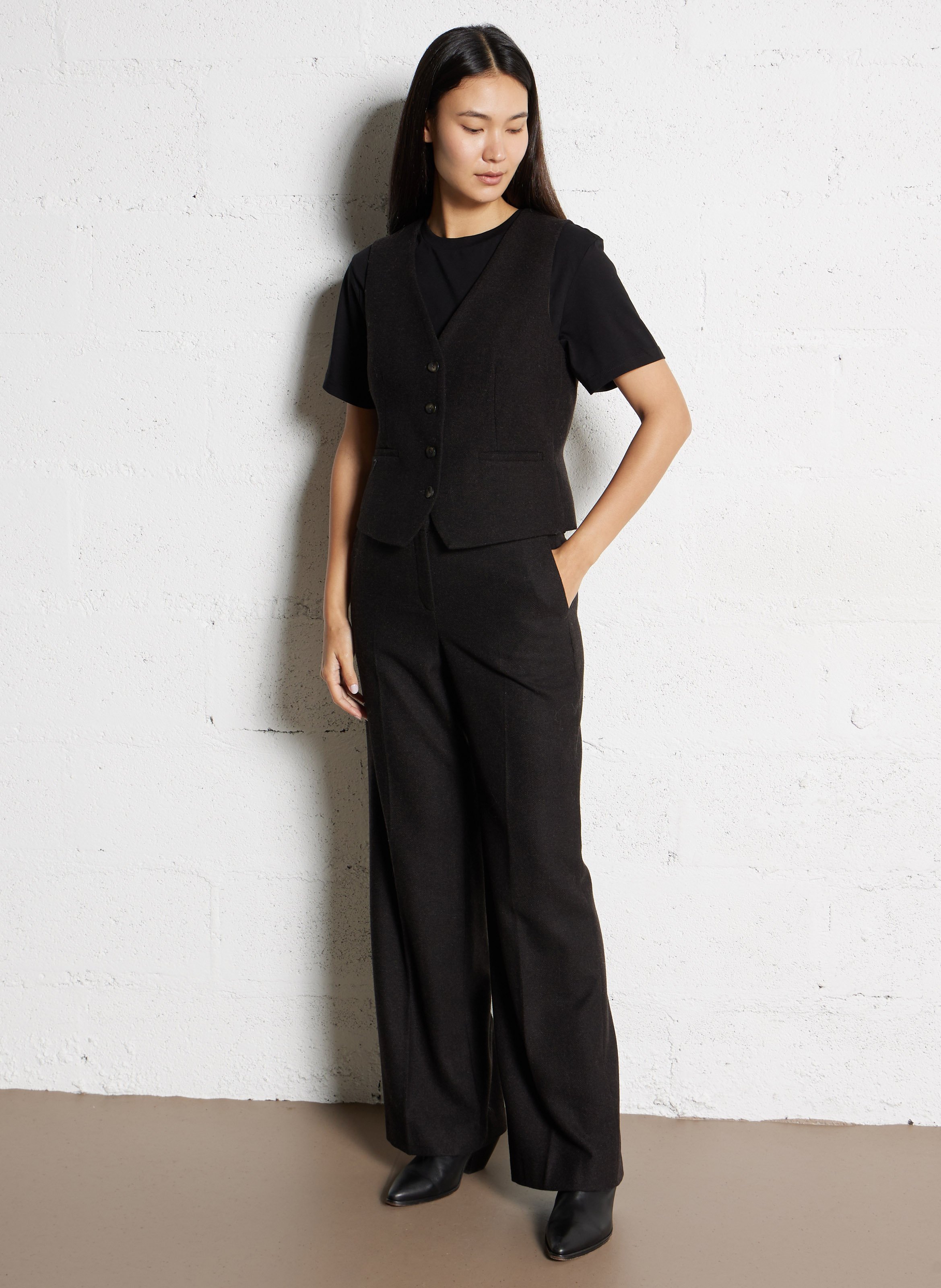 Declic wool-blend loose-fit trousers MAISON 123 Brown