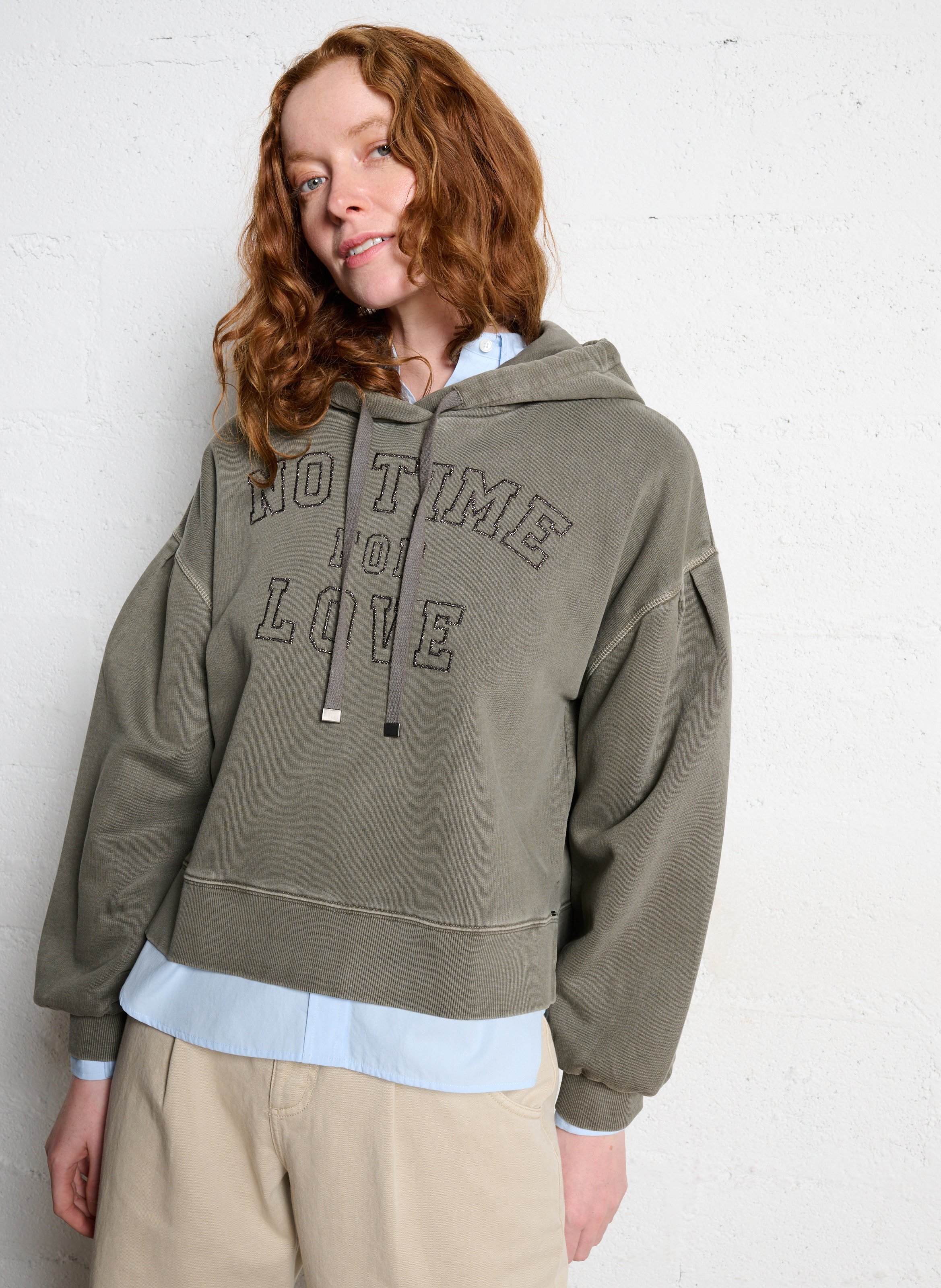 Cotton round-neck sweatshirt IKKS Khaki