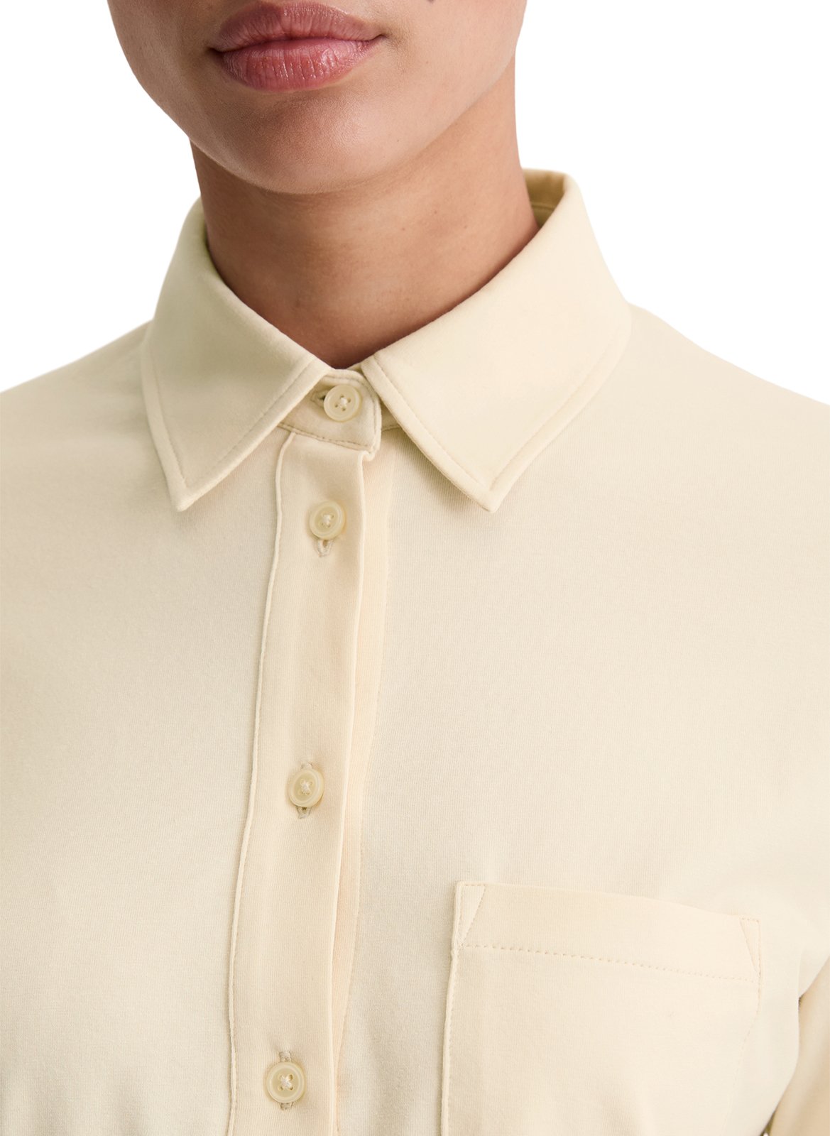 Straight-cut cotton-blend shirt with classic collar MARC O'POLO Beige