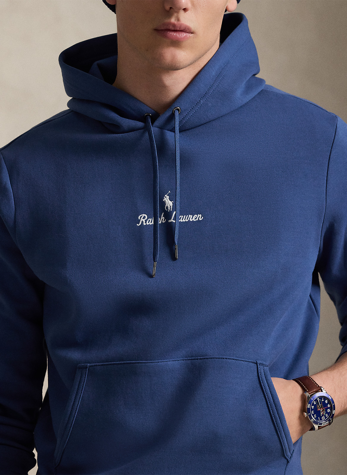 Sweat uni à capuche avec broderie POLO RALPH LAUREN Bleu
