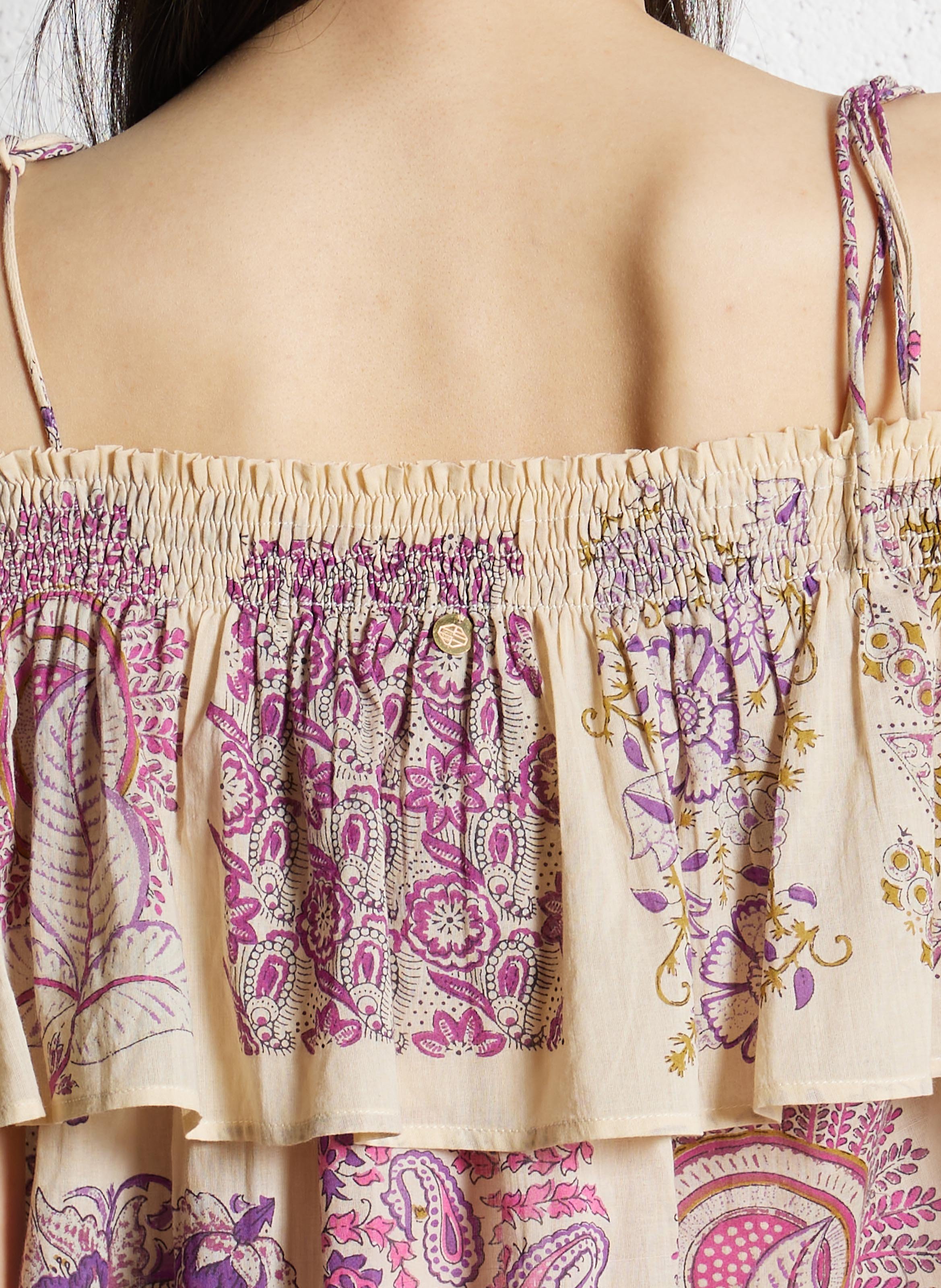 Top con spalline stampate a balze ANTIK BATIK Beige