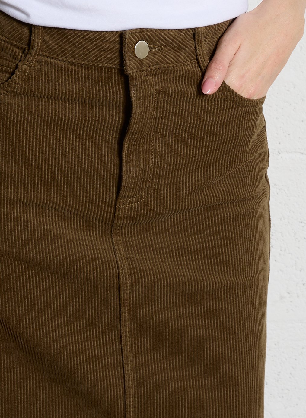 Jupe midi en coton côtelé MAISON 123 Vert