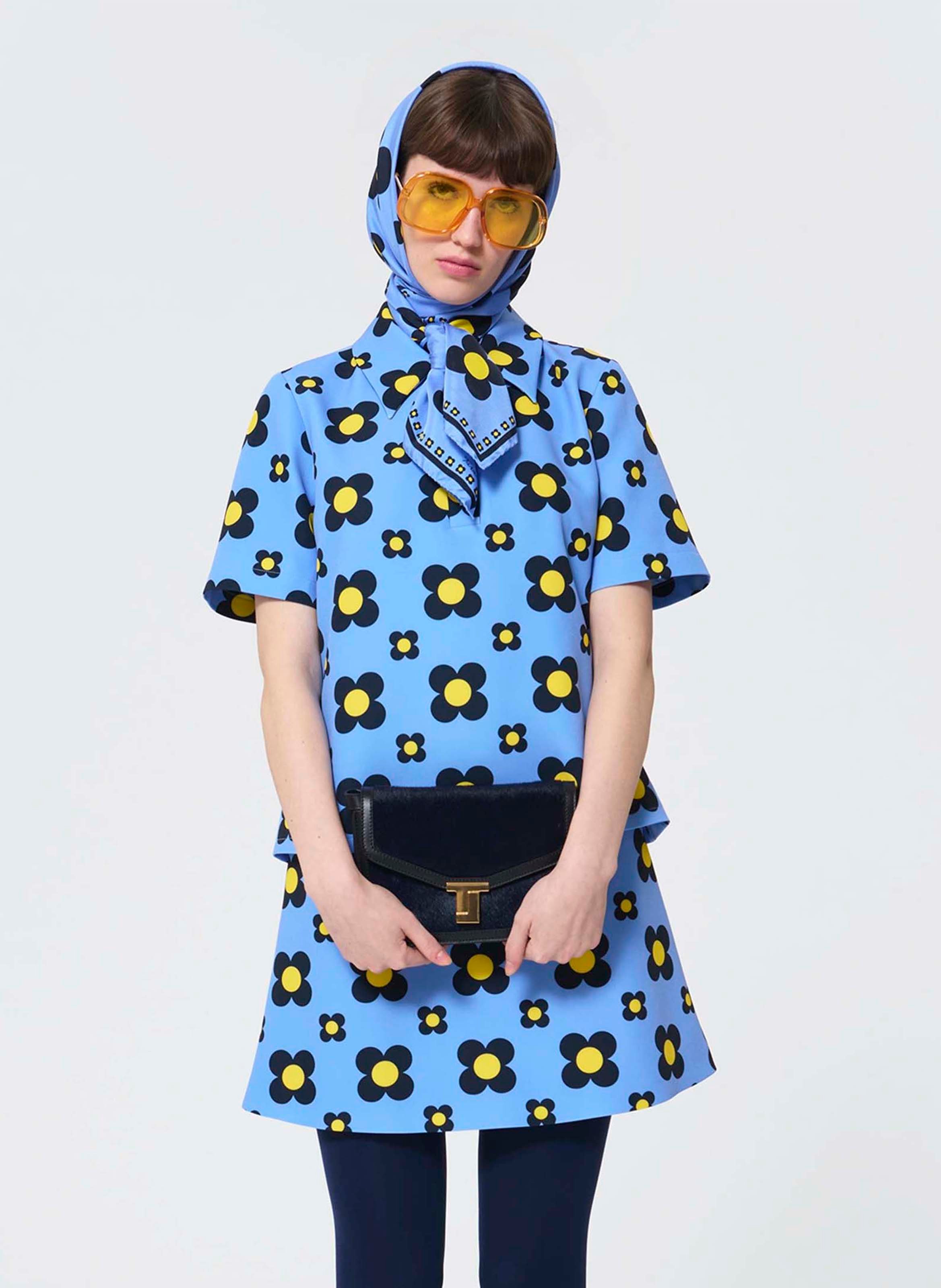 Top imprimée col classique TARA JARMON Bleu