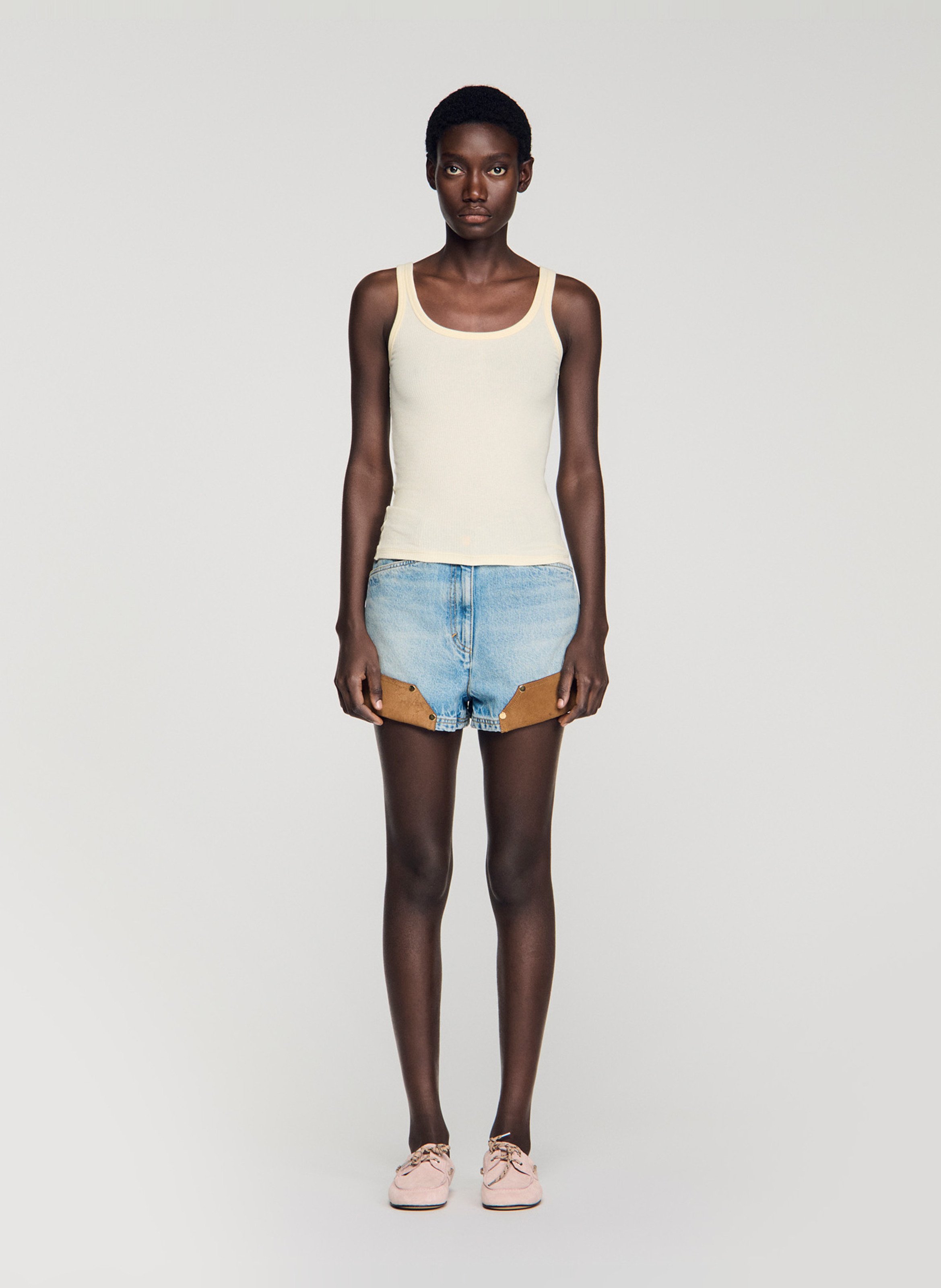 Débardeur droit en coton mélangé SANDRO Jaune