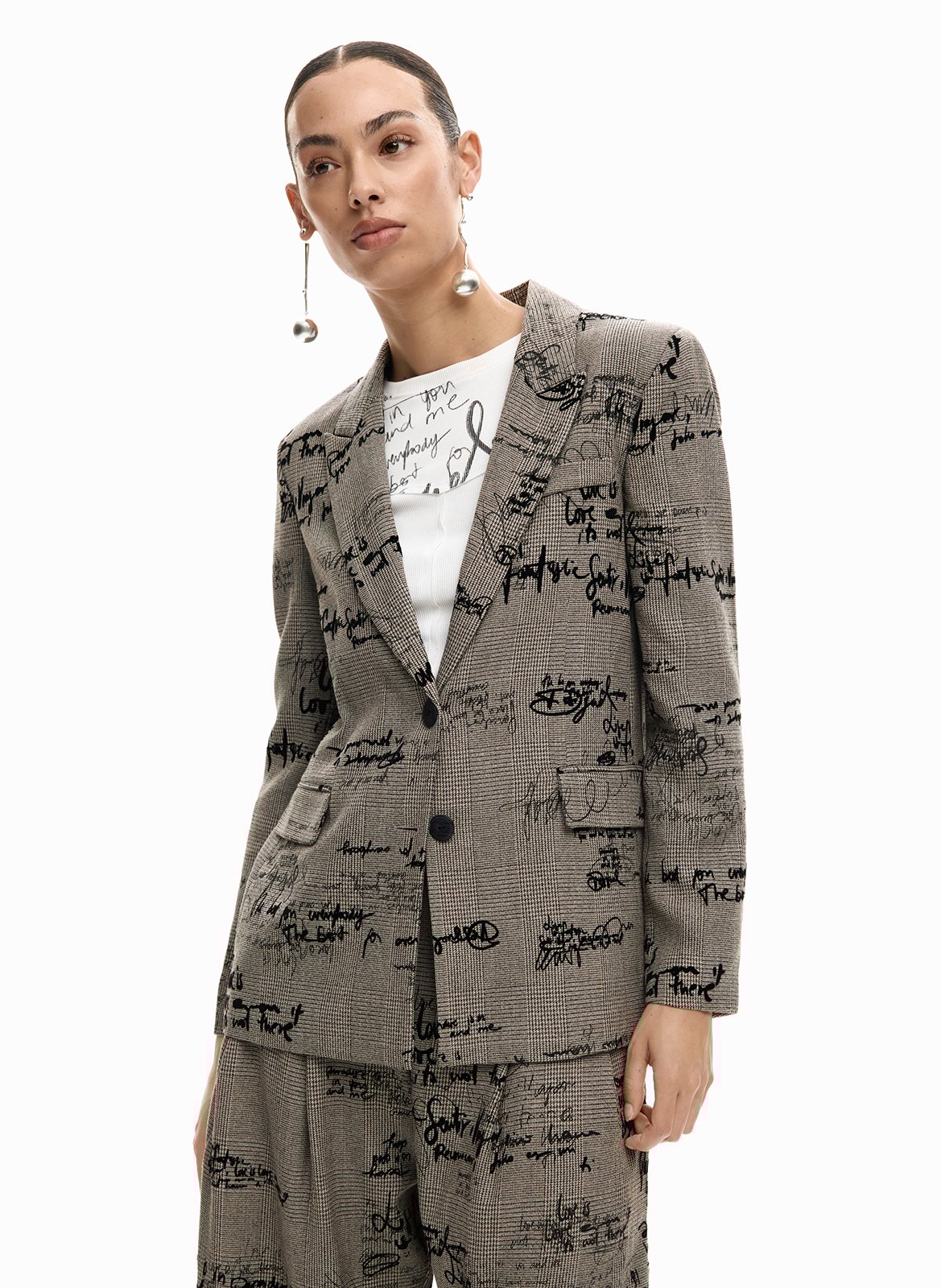 Rechte blazer met print DESIGUAL Zwart