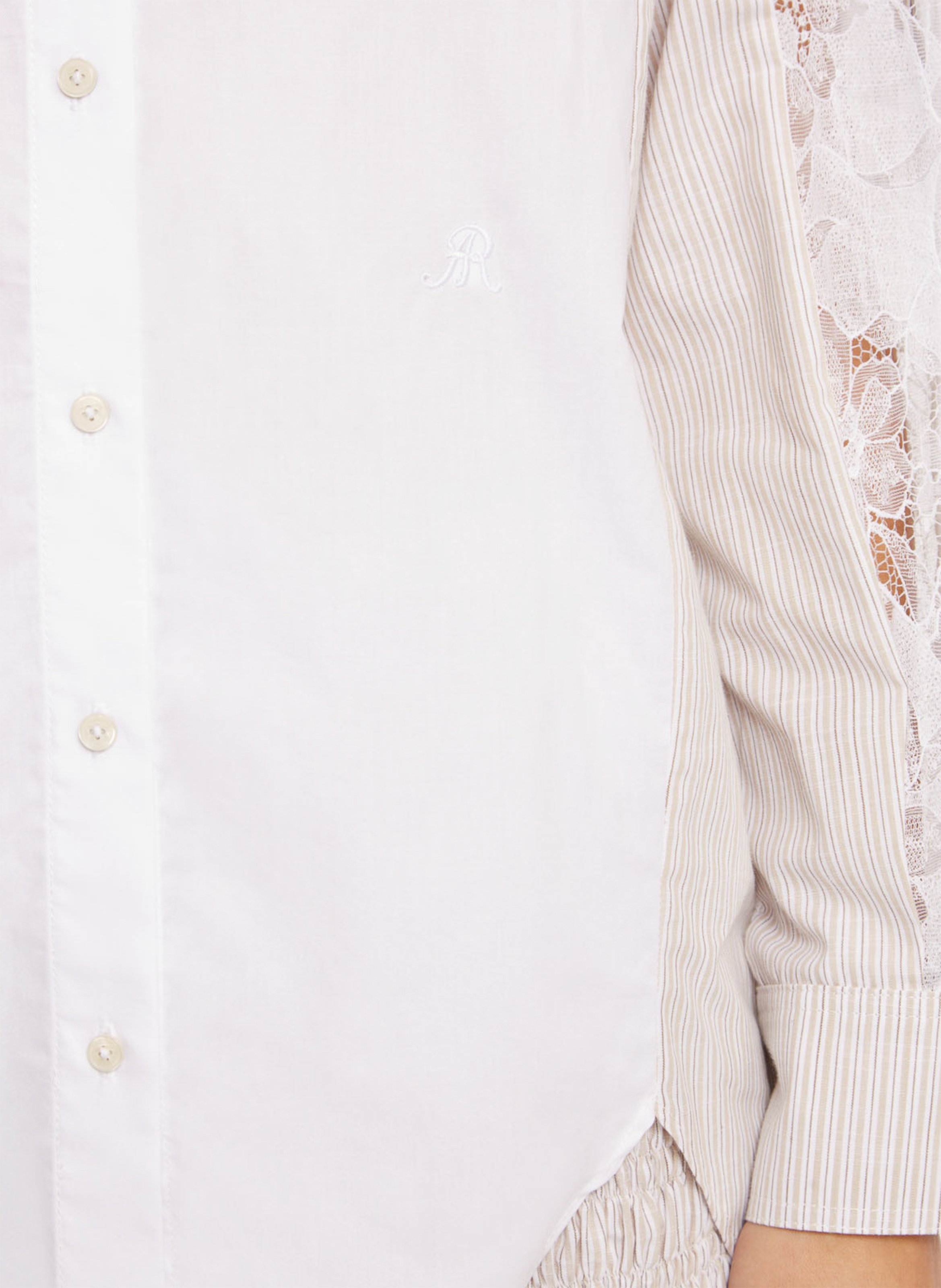 Oversized Shirt with Striped Cutouts ROSEANNA Beige