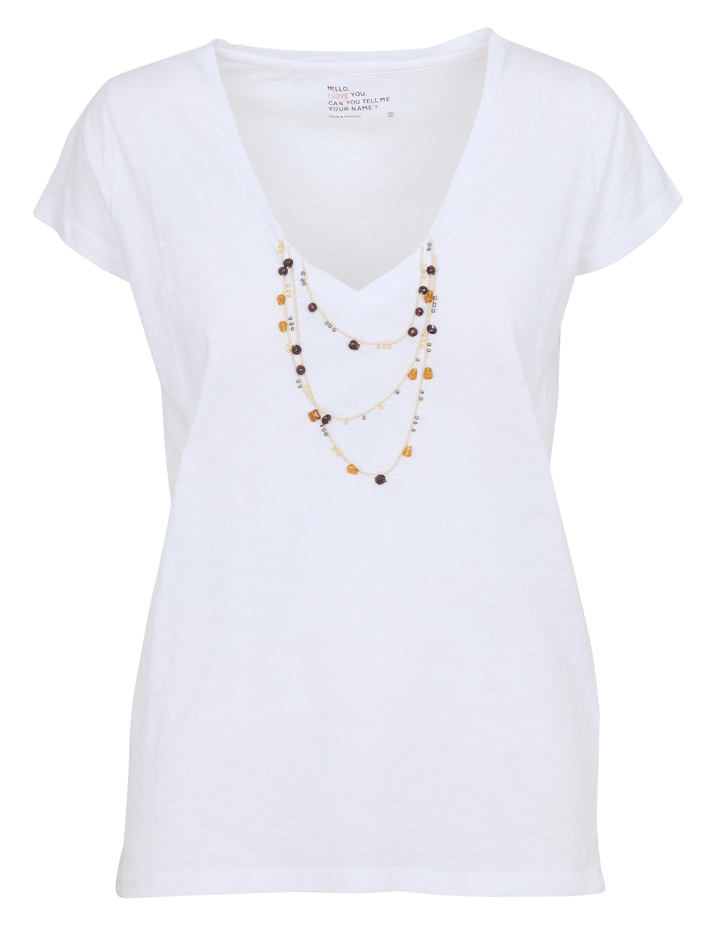 T-Shirt aus Bio-Baumwolle mit V-Ausschnitt LEON & HARPER