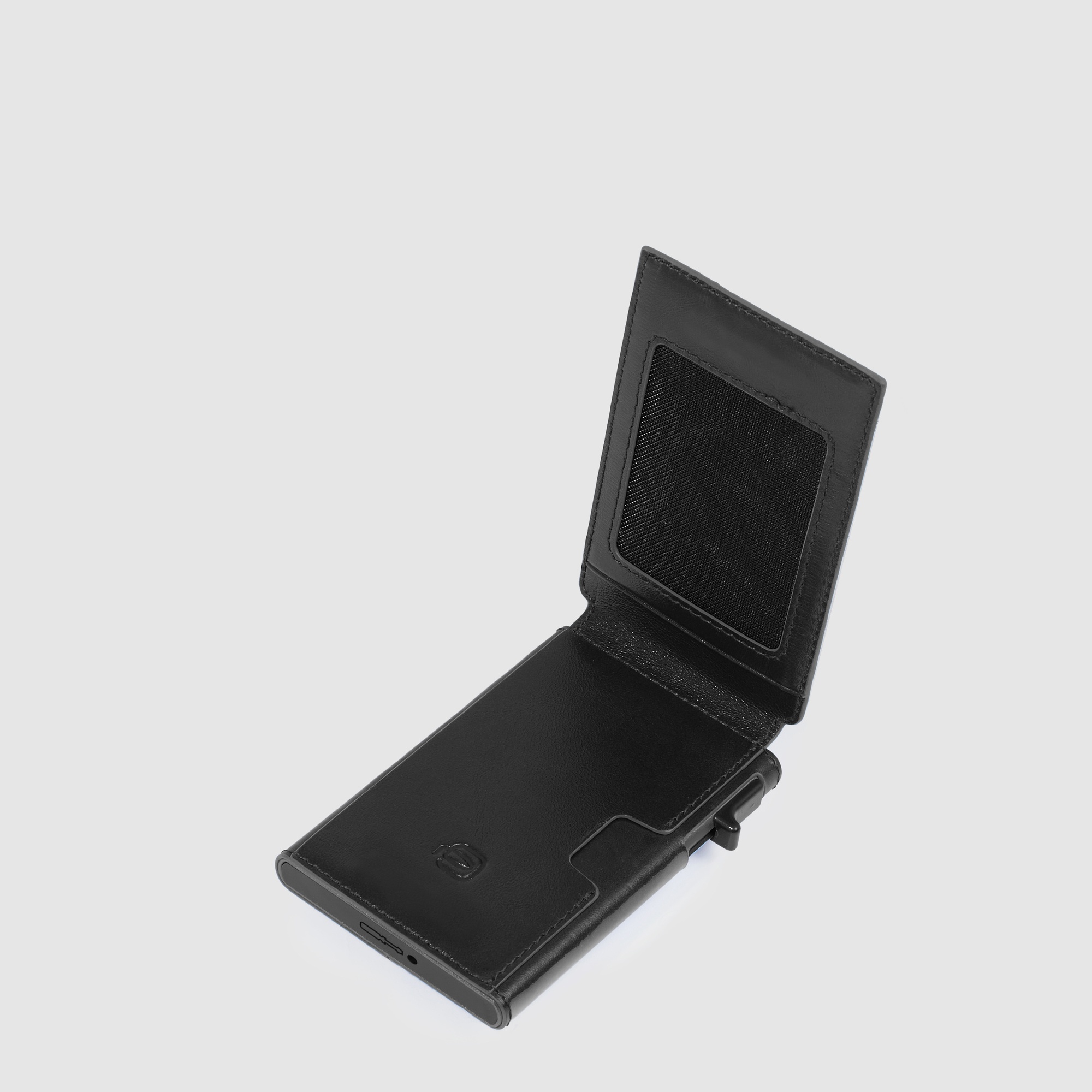 Automatic cardholder with foldable ID holder PIQUADRO Black