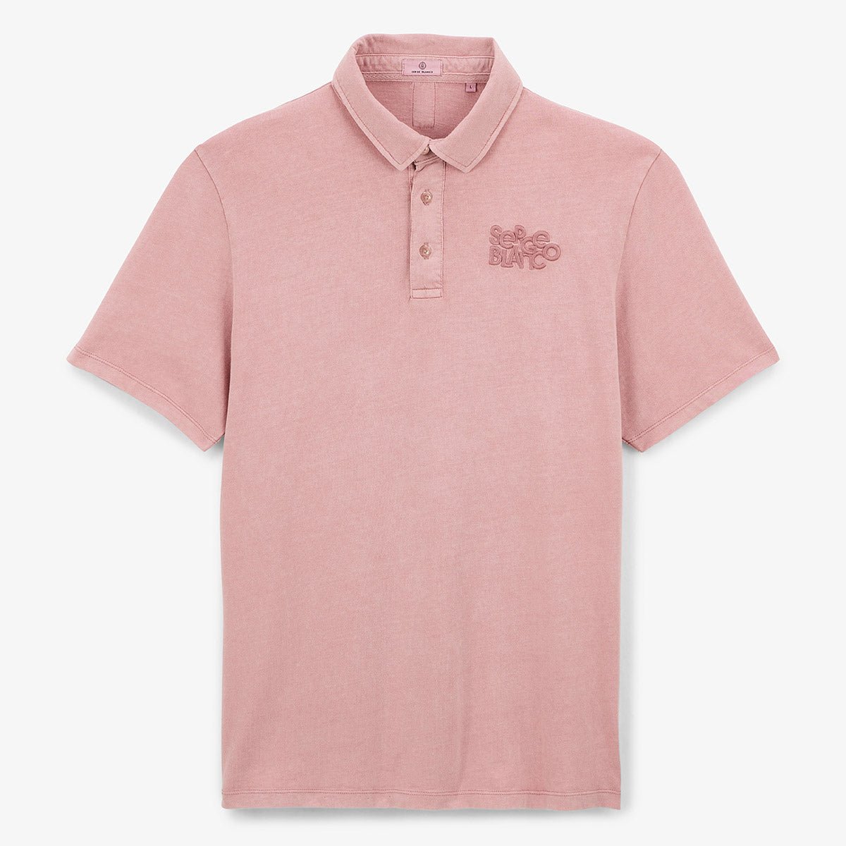 Short-sleeved polo shirt with tone-on-tone embroidery in cotton SERGE BLANCO Pink