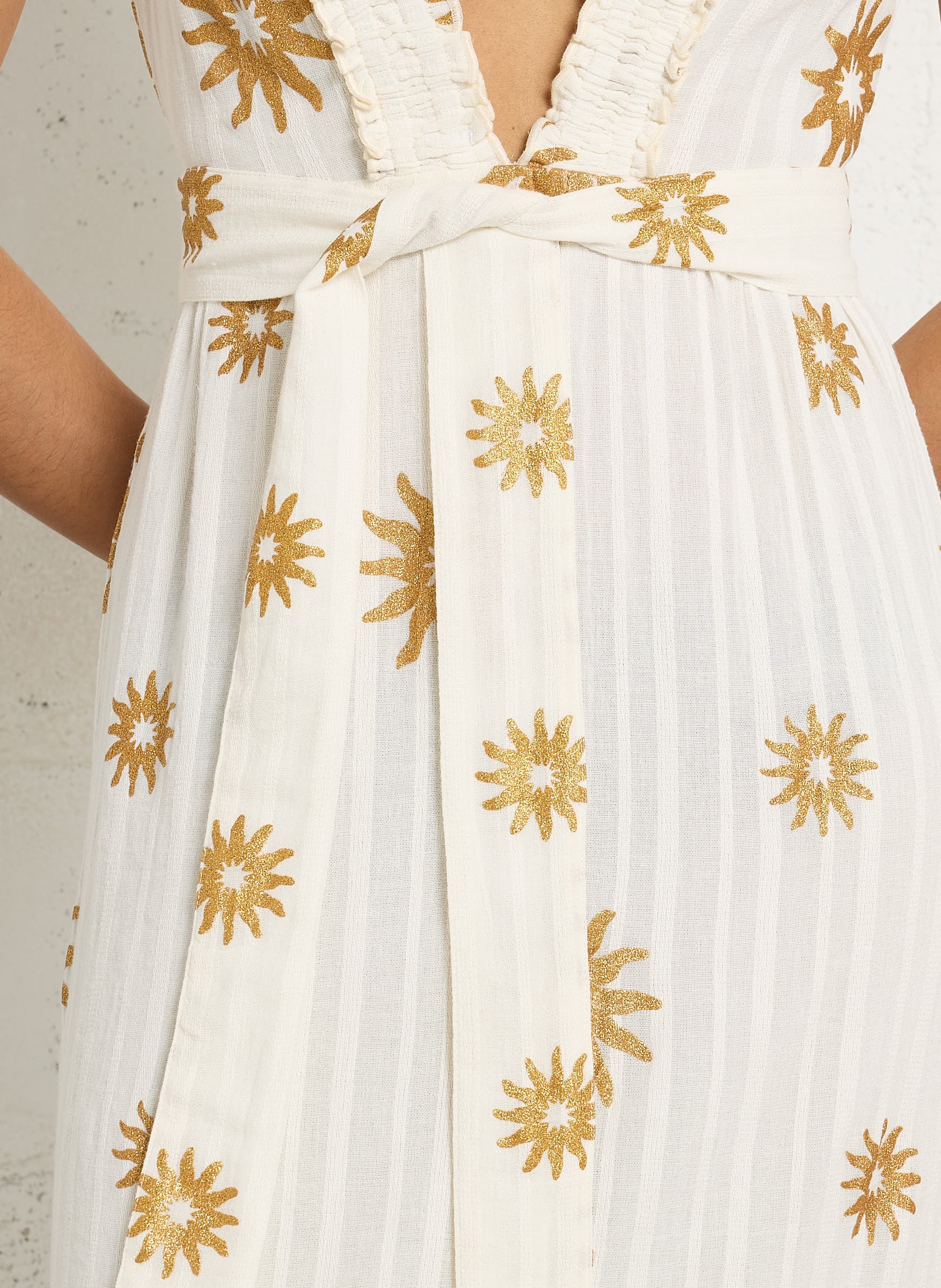 Robe longue col v en coton SUNDRESS Multicolore