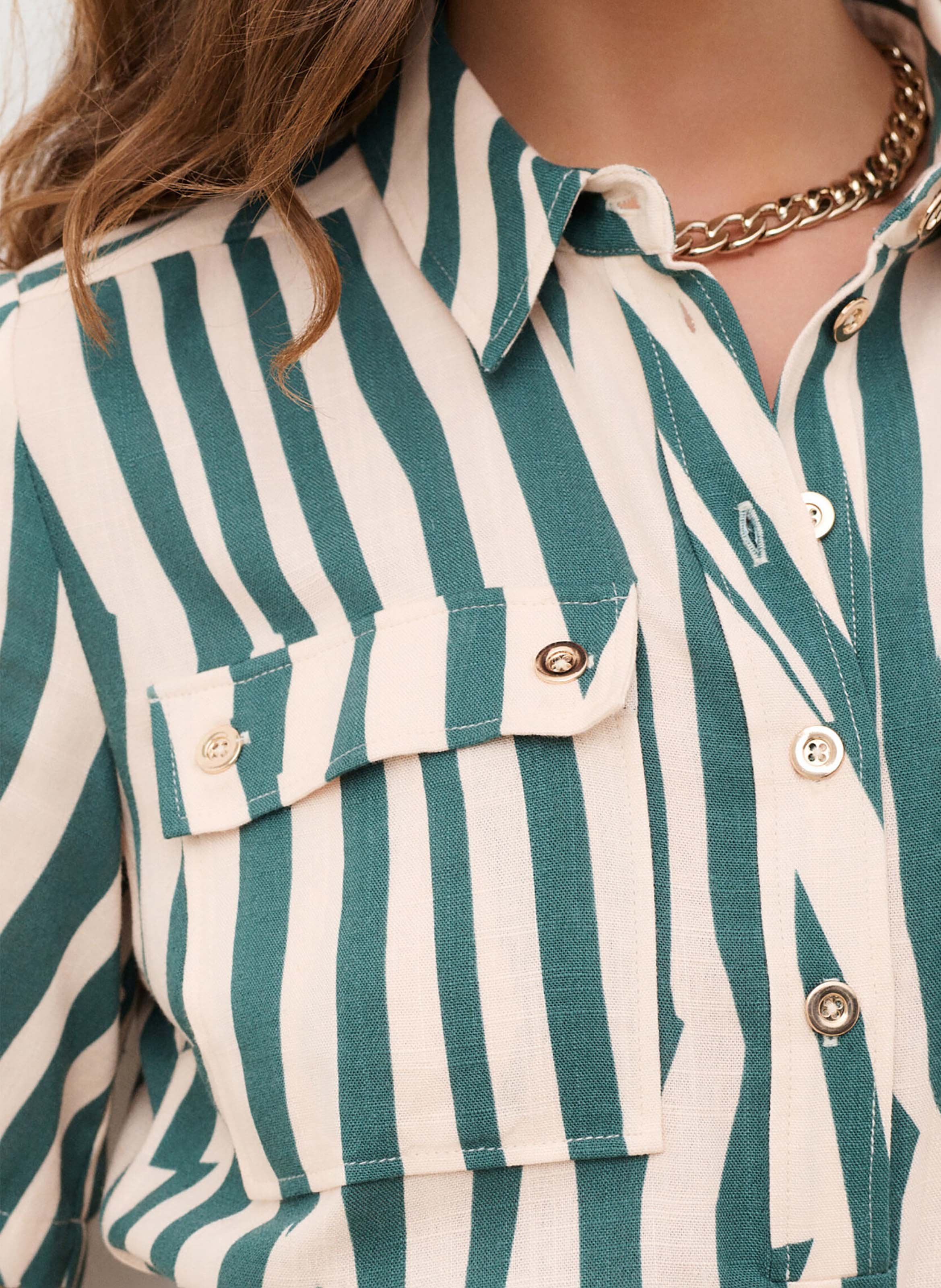 Robe courte col classique rayée CAROLL Vert