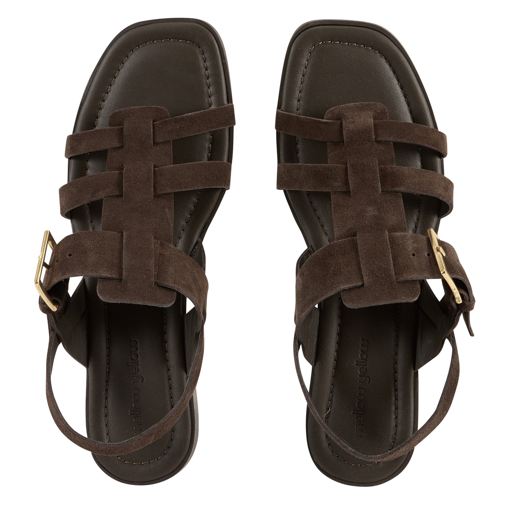 Aouda flat leather sandals MELLOW YELLOW Brown