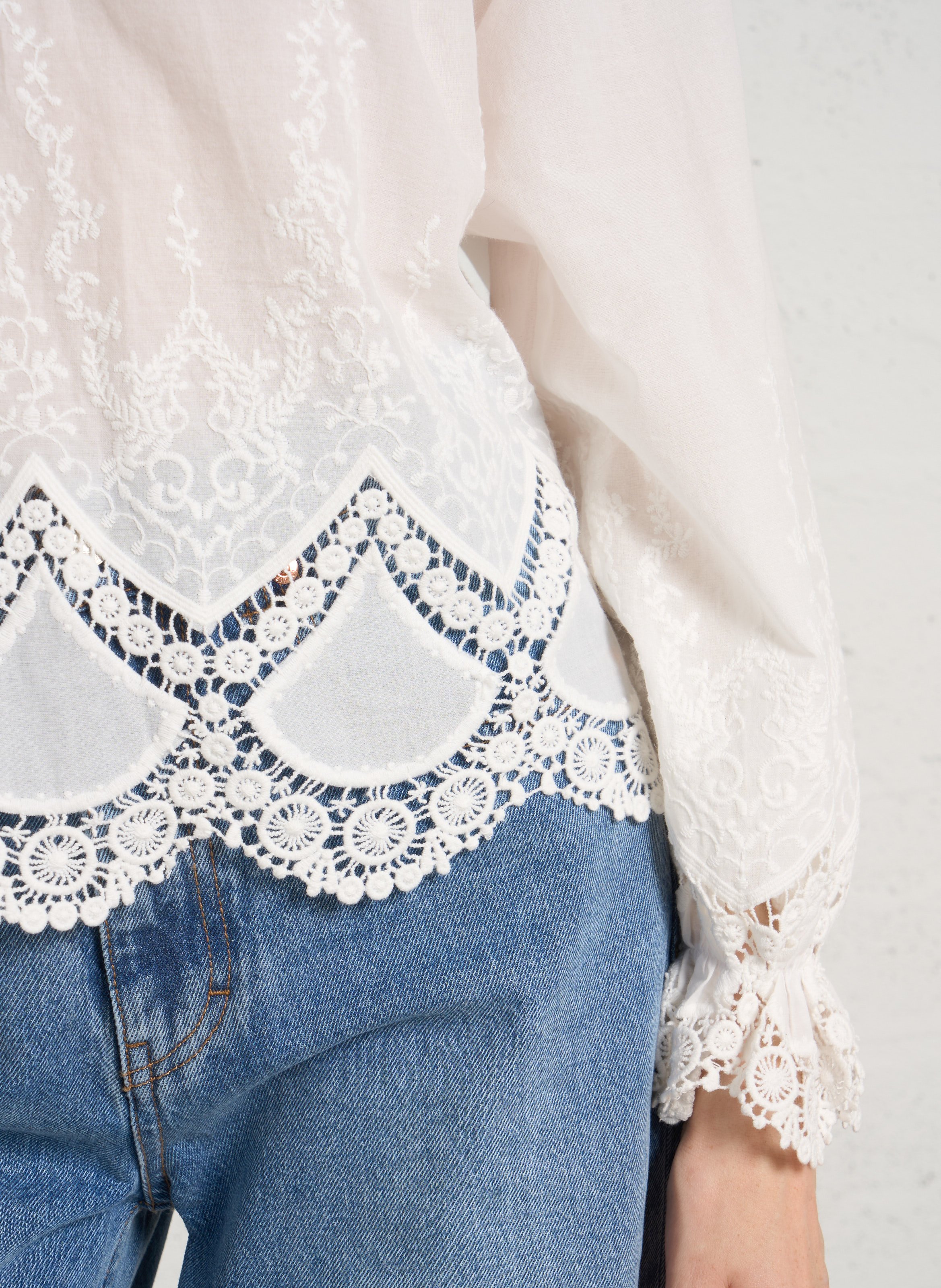 Blouse ample en coton Blanc