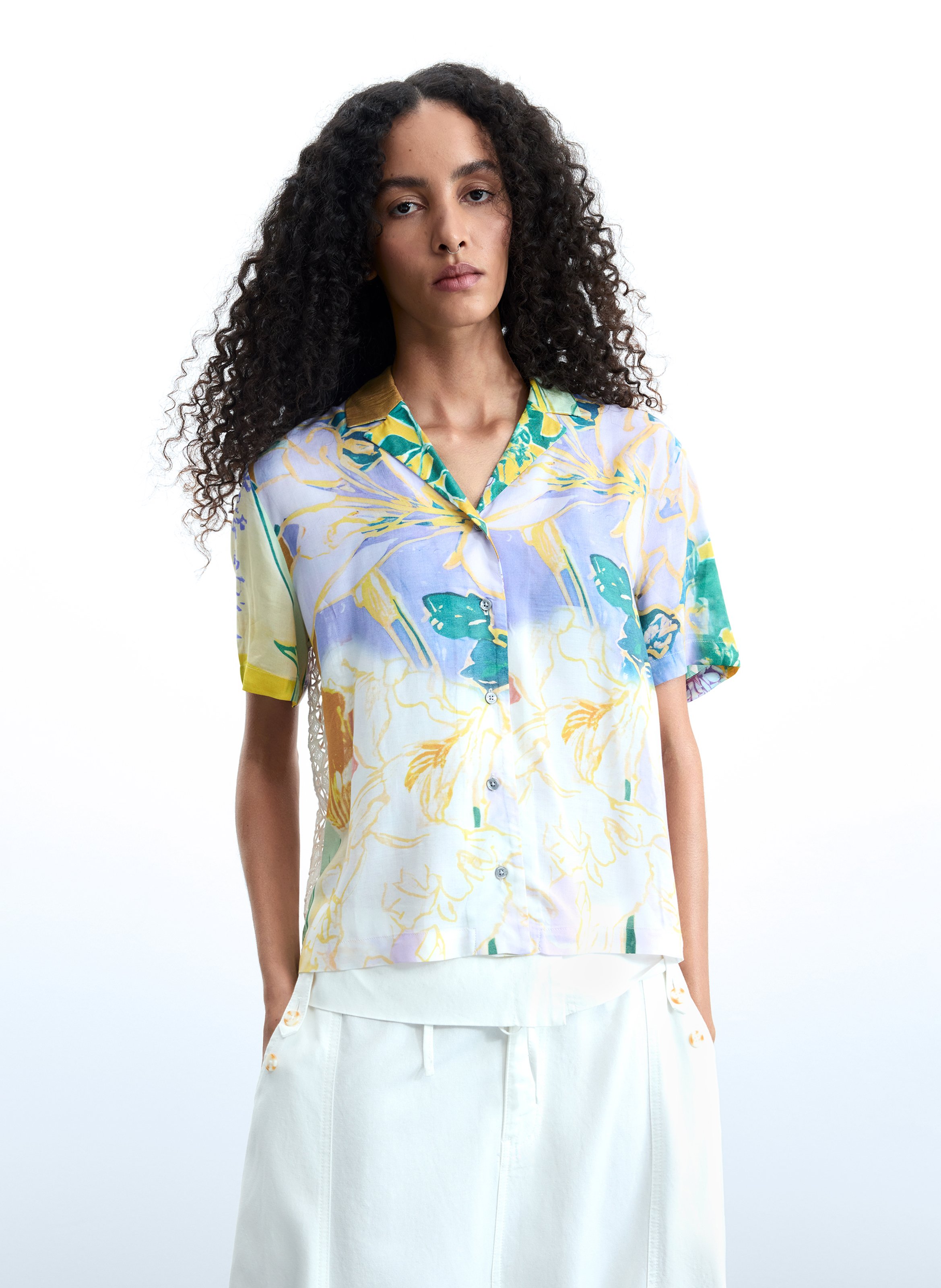 Chemise imprimée col v DESIGUAL Multicolore