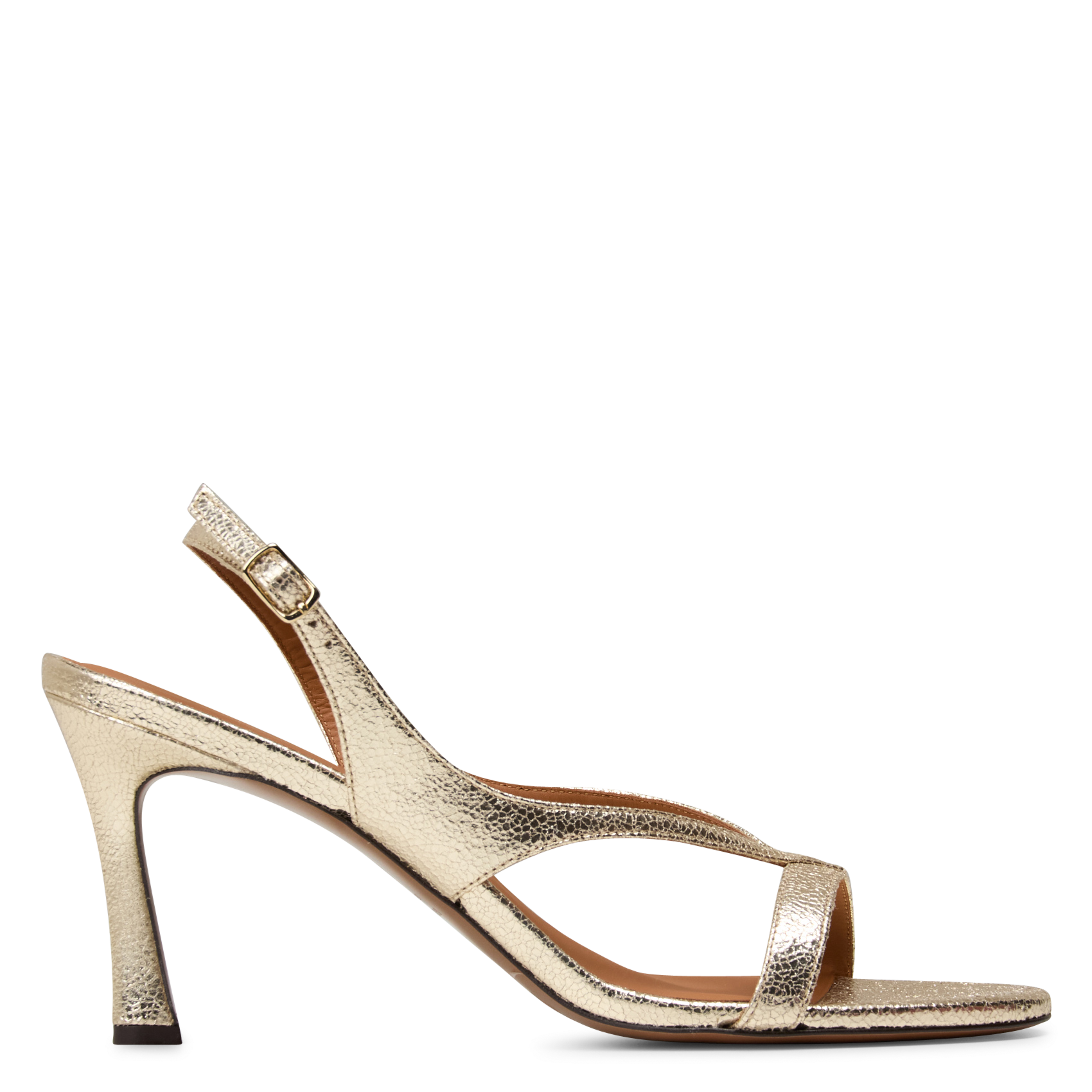 Glanzende, leren sandalen met hak RIVECOUR Zilver