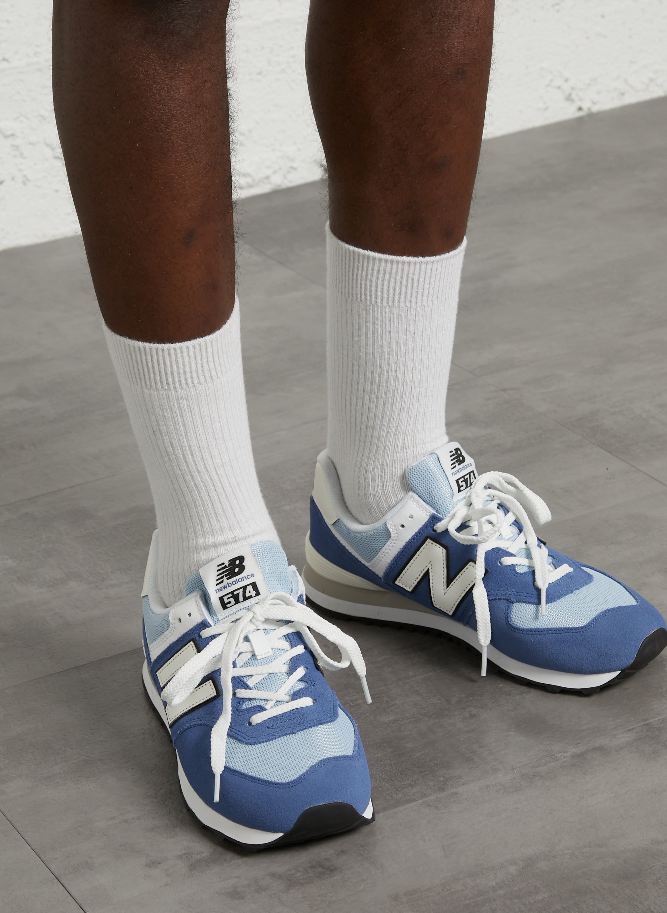 Low-top leather mix sneakers NEW BALANCE Blue