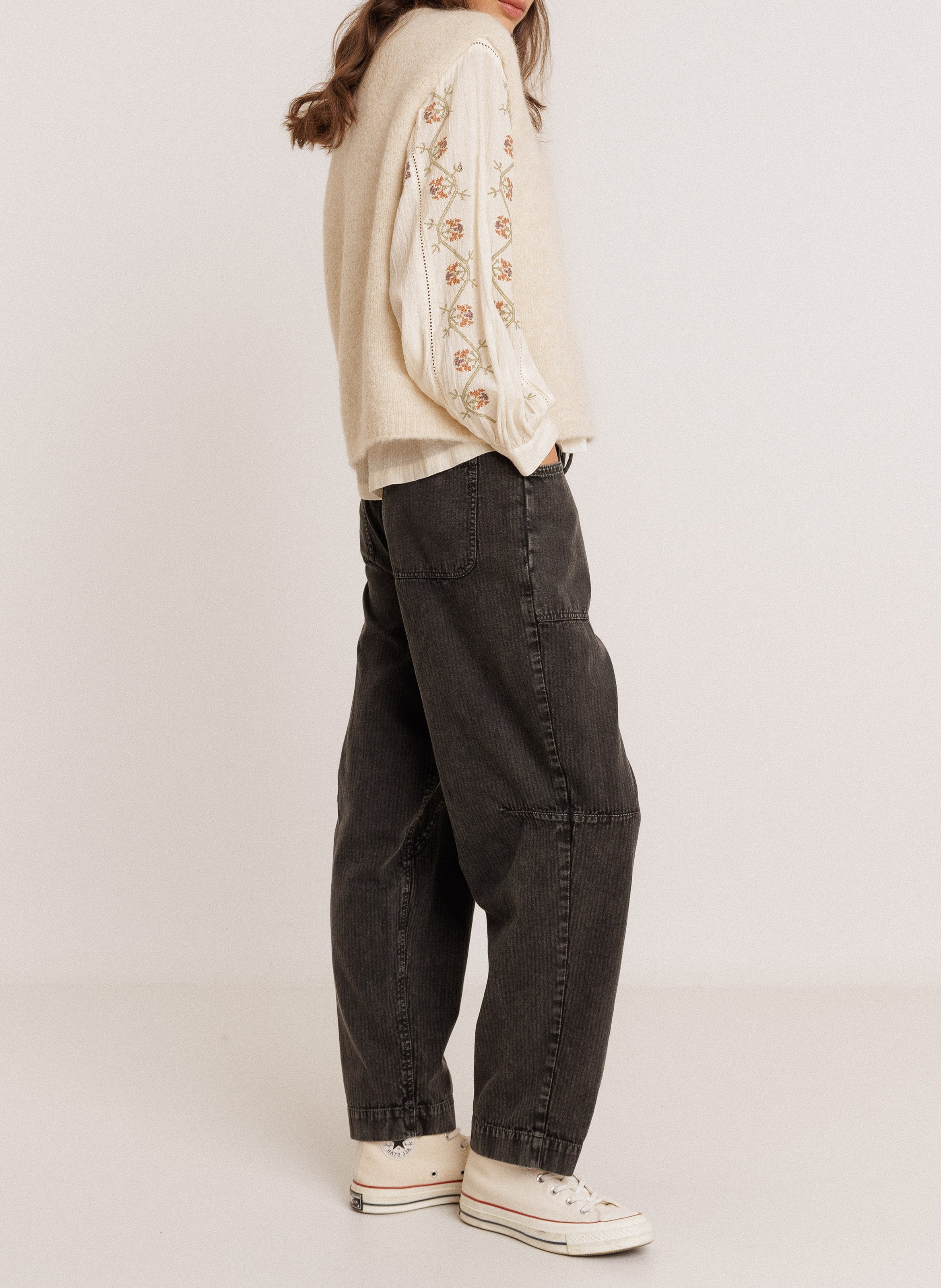 Blouse col rond en coton bio | Beige INDI & COLD Femme