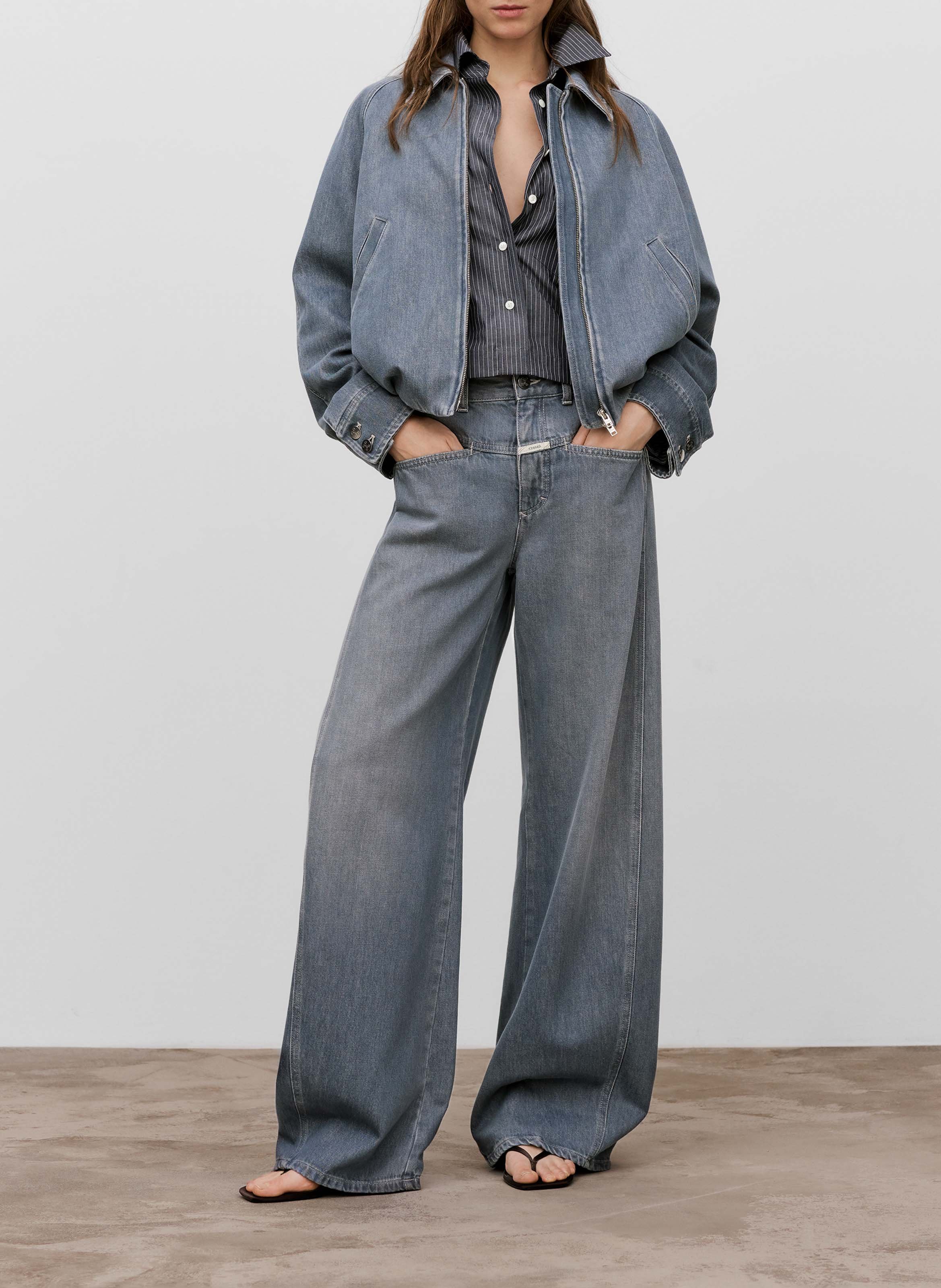 Wide-leg cotton jeans CLOSED Grey