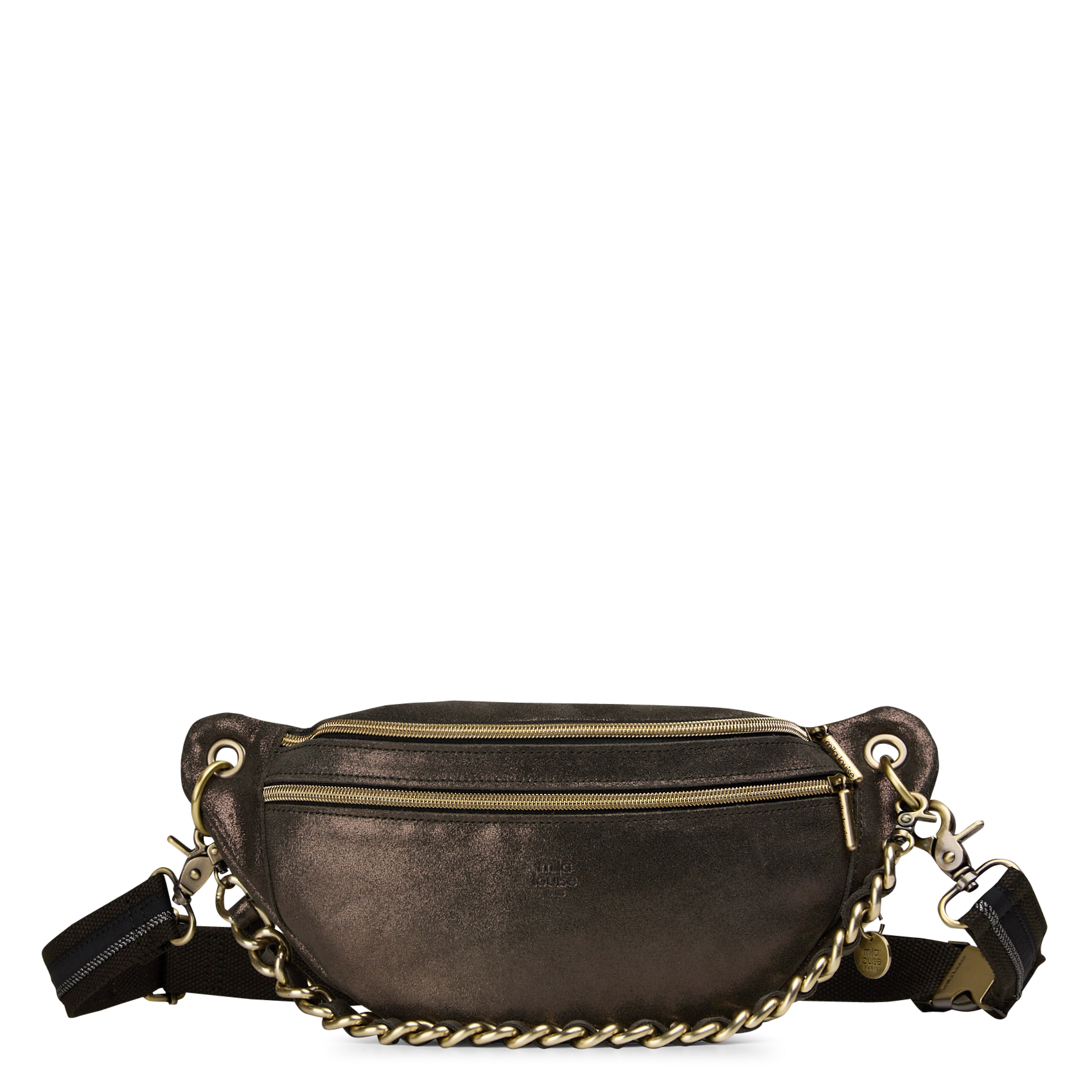 Schultertasche aus Leder mit Metallic-Effekt MILA LOUISE