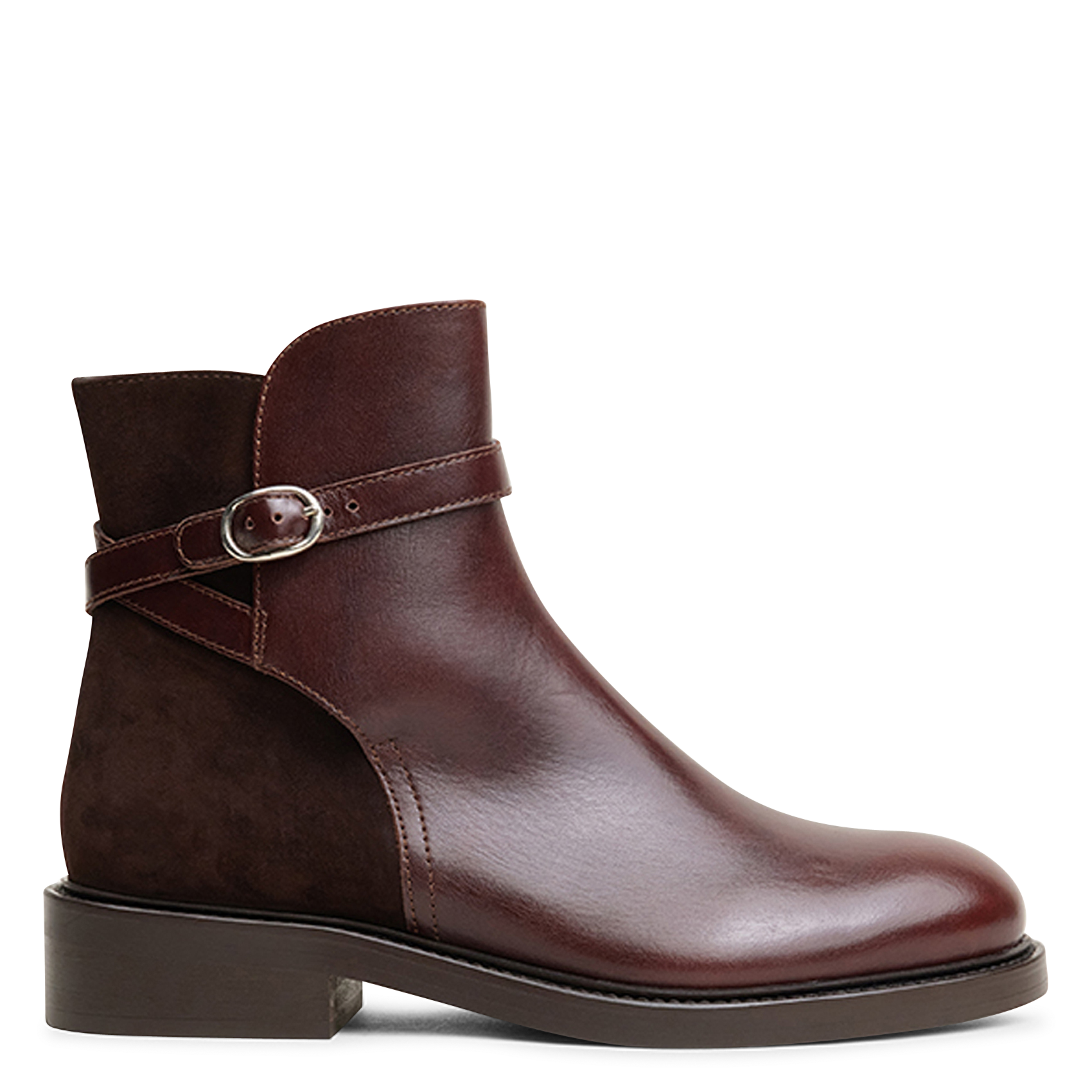Biker-Stiefeletten aus Leder in Materialmix JONAK Braun
